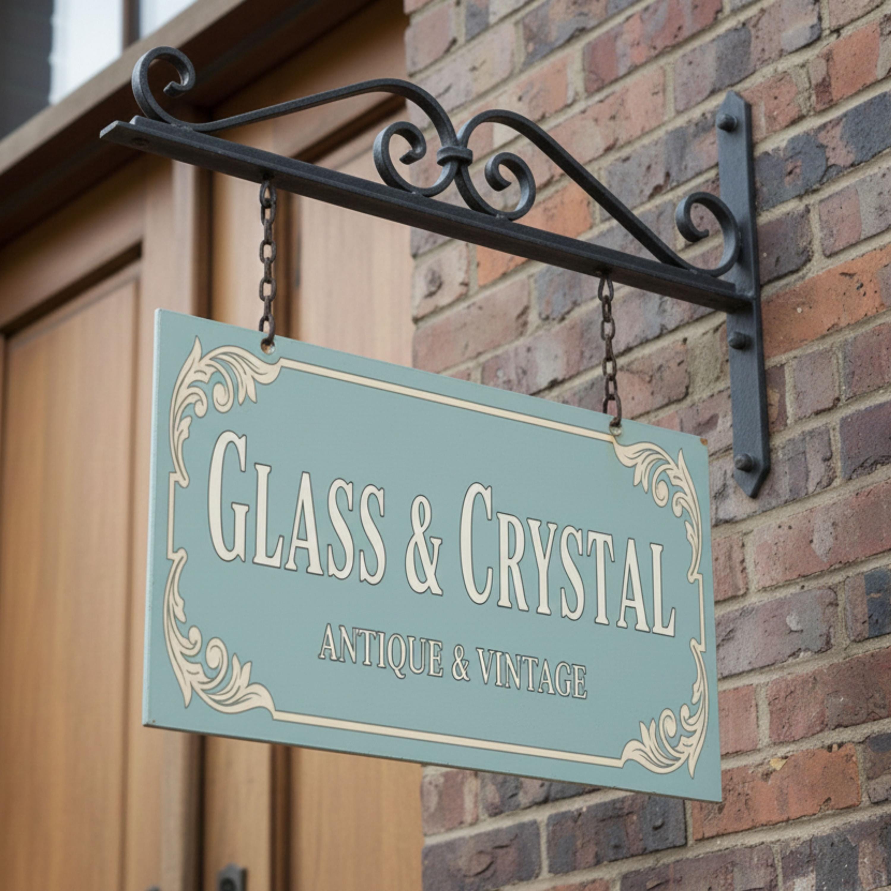 Vintage Style Glass Crystal Shop Sign, Antique Decorative Metal Plaque, Home Decor Gift
