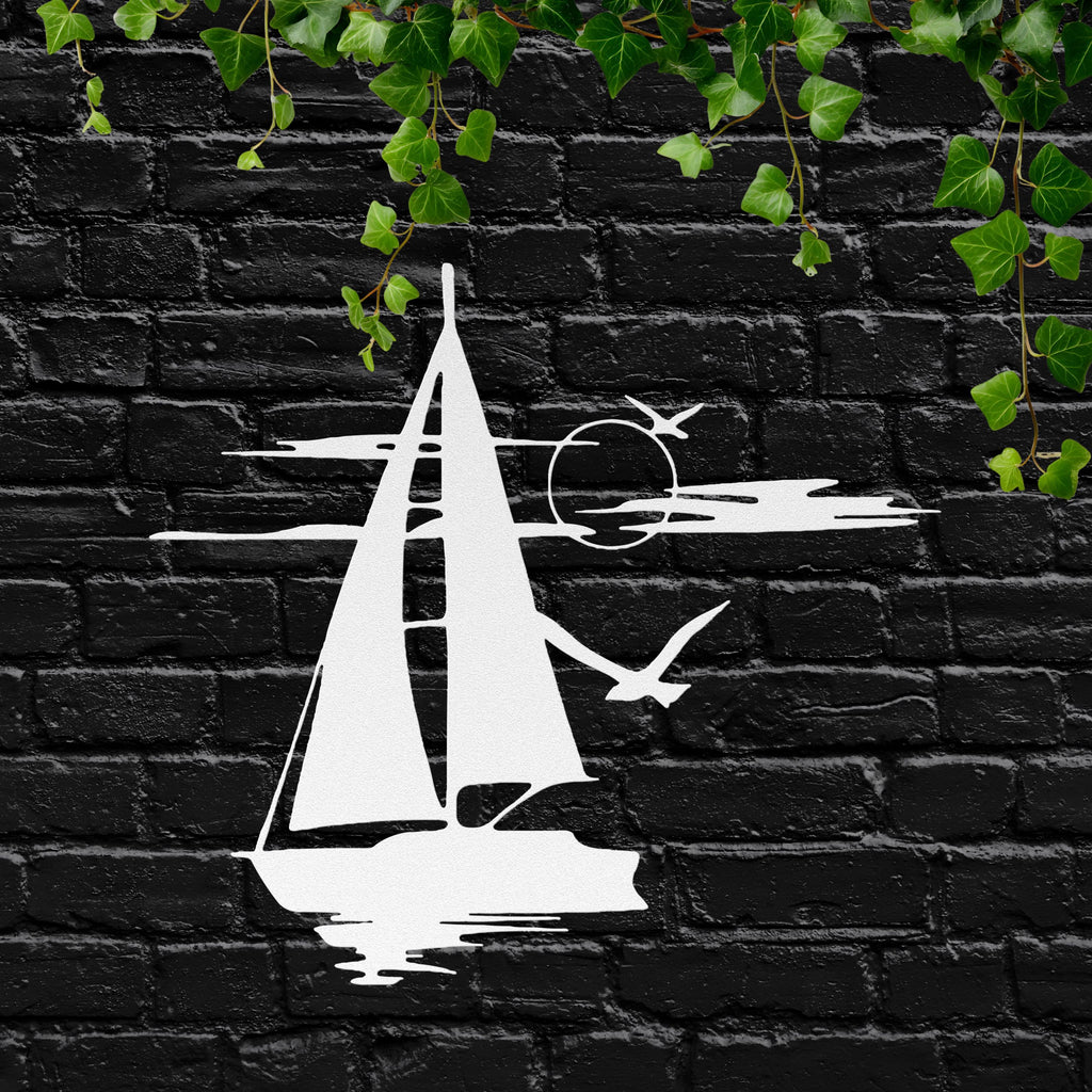 Sailboat Metal Wall Art – Nautical Metal Sign | Coastal Home Decor, Durable Steel Art