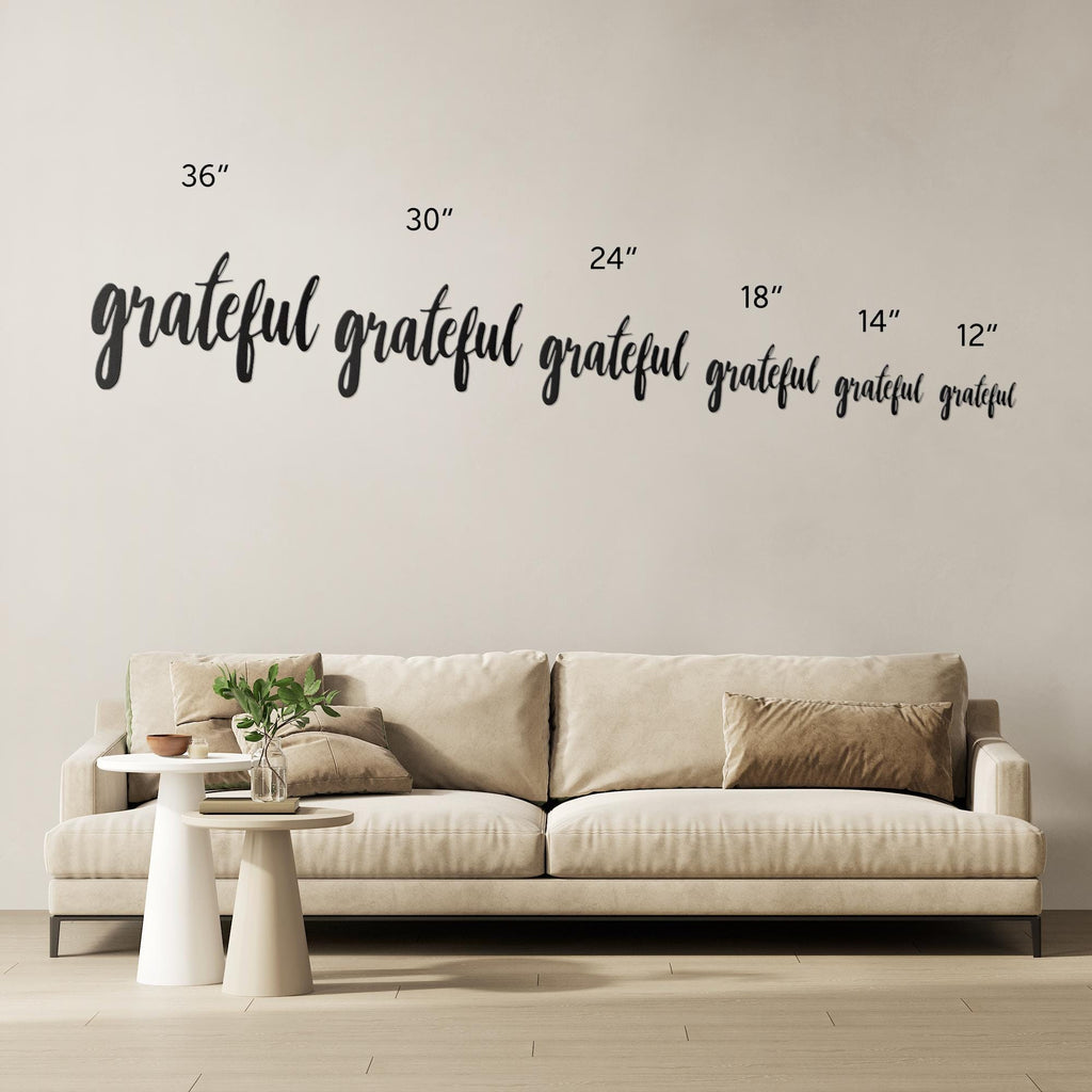 Grateful Metal Sign – Modern Farmhouse Decor | Script Die Cut Inspirational Wall Art