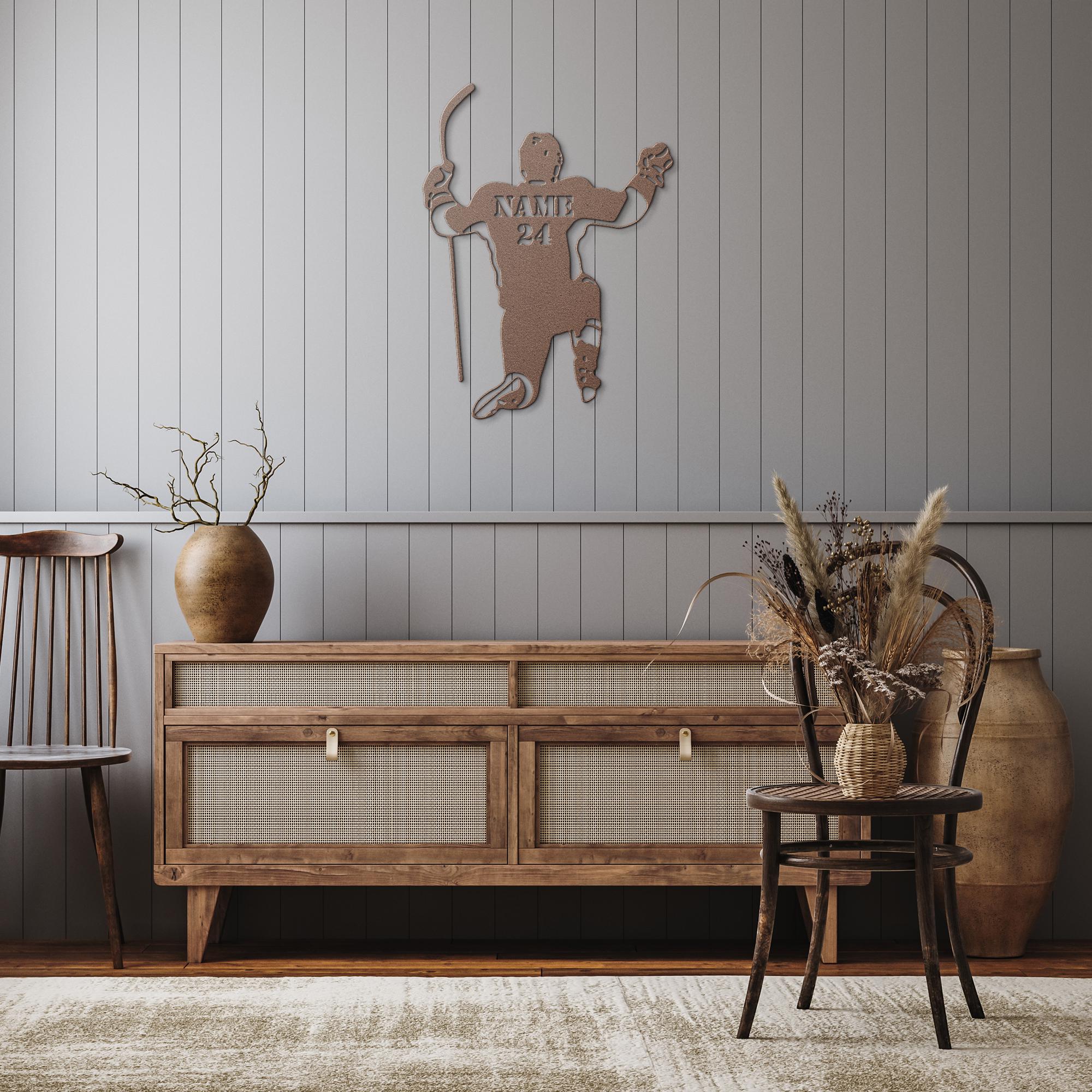 Personalized Hockey Wall Art – Custom Name Number Sign | Metal Sports Decor