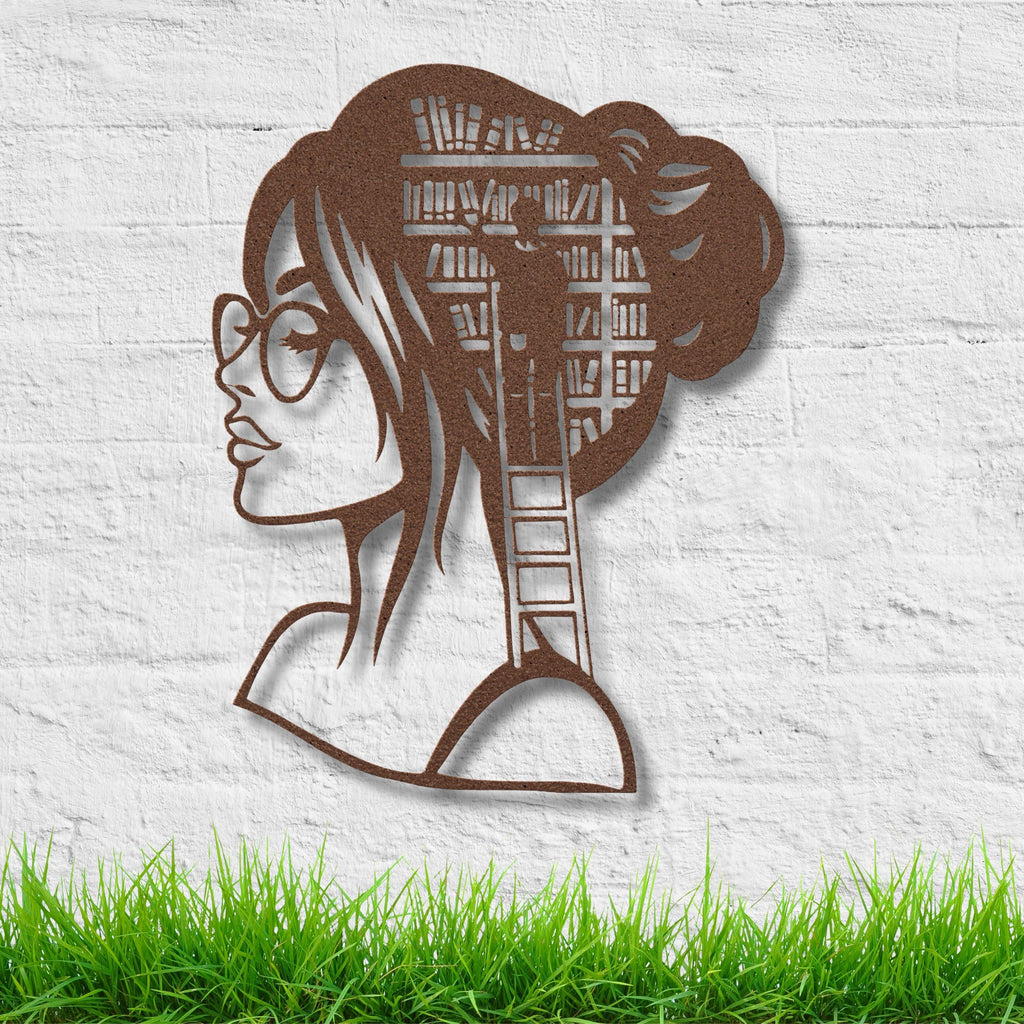 Book Lover Metal Wall Art | Woman Silhouette, Library Decor