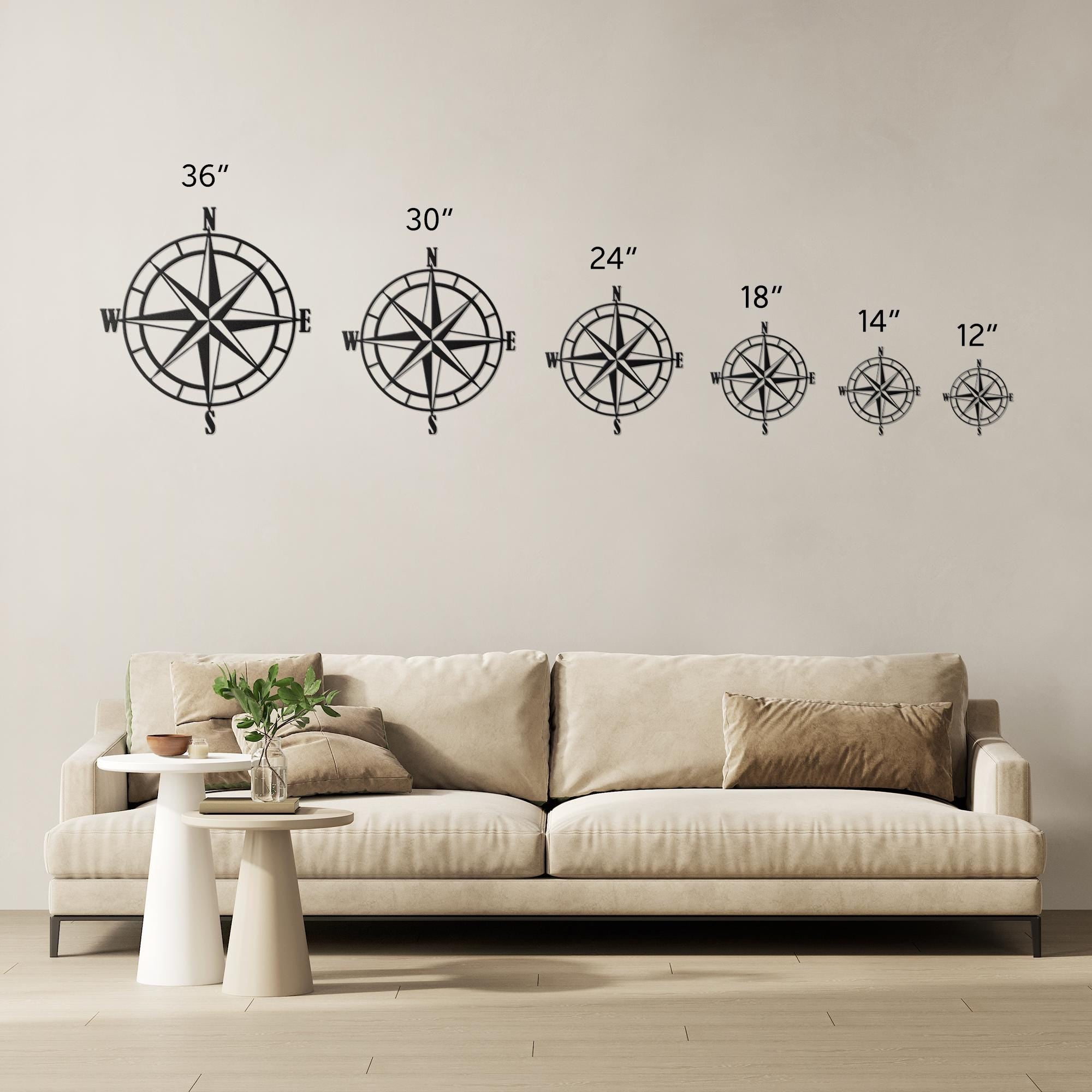 Compass Rose Metal Wall Art | Nautical Die Cut Sign | Adventure Home Decor | Wanderlust Gift for Him Her | Map Decor