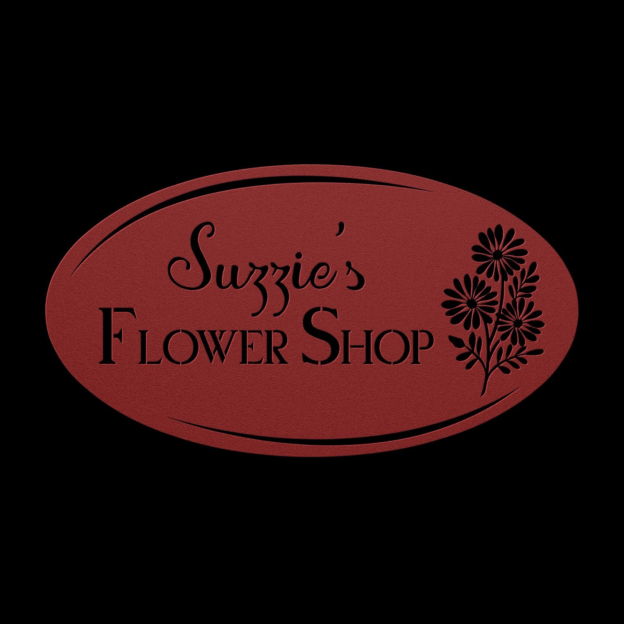 Custom Flower Shop Metal Sign: Personalized Oval Steel Decor