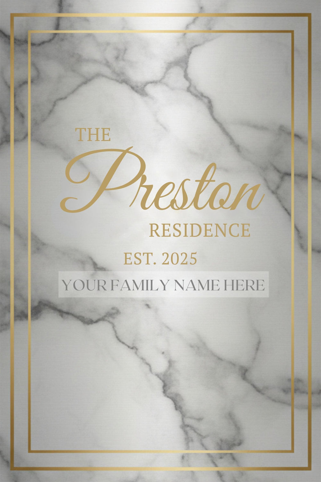 Custom Metal Sign - Personalized Family Name Marble Gold Plaque | Luxury Home Decor