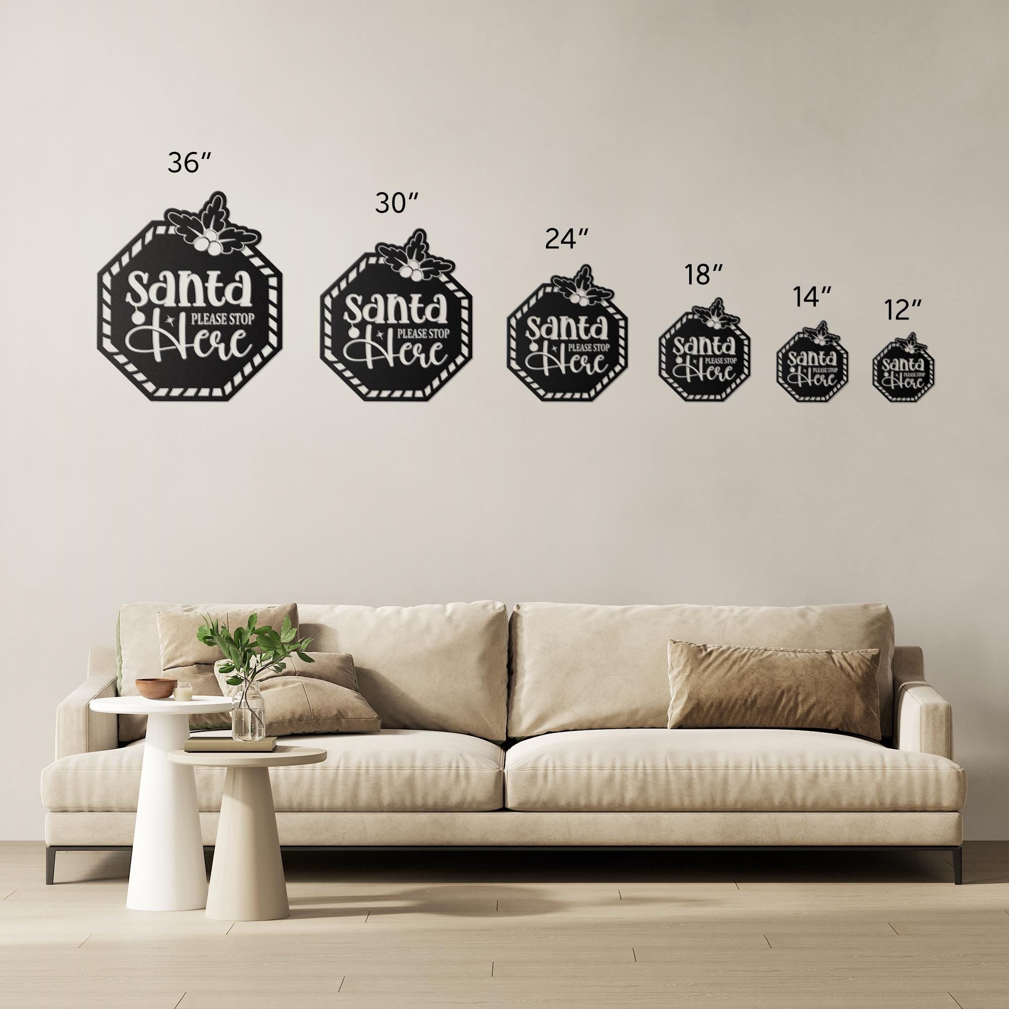 Santa Stop Sign - Custom Christmas Door Decor | Festive Metal Welcome Plaque