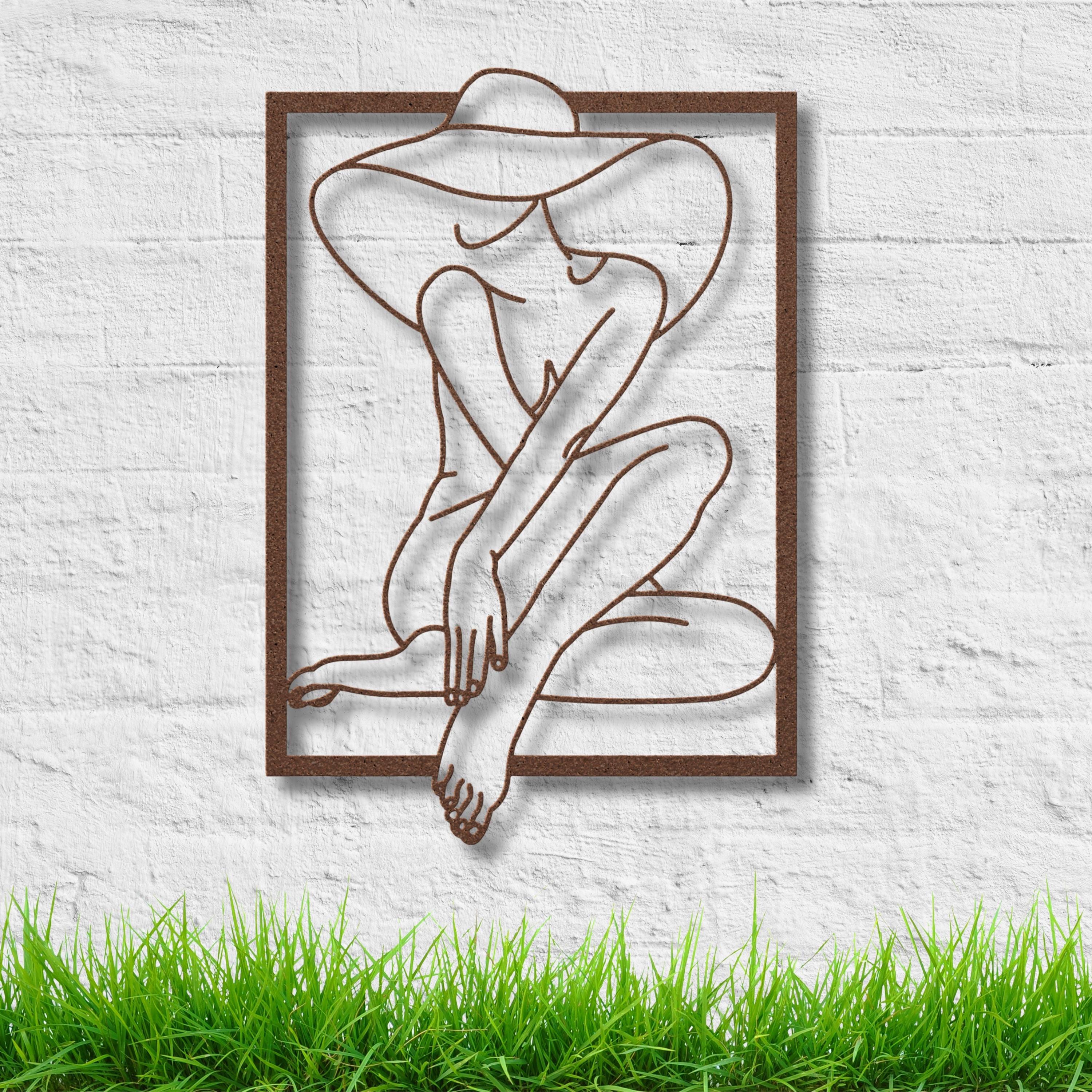 Minimalist Woman Line Art Metal Sign, Boho Wall Decor