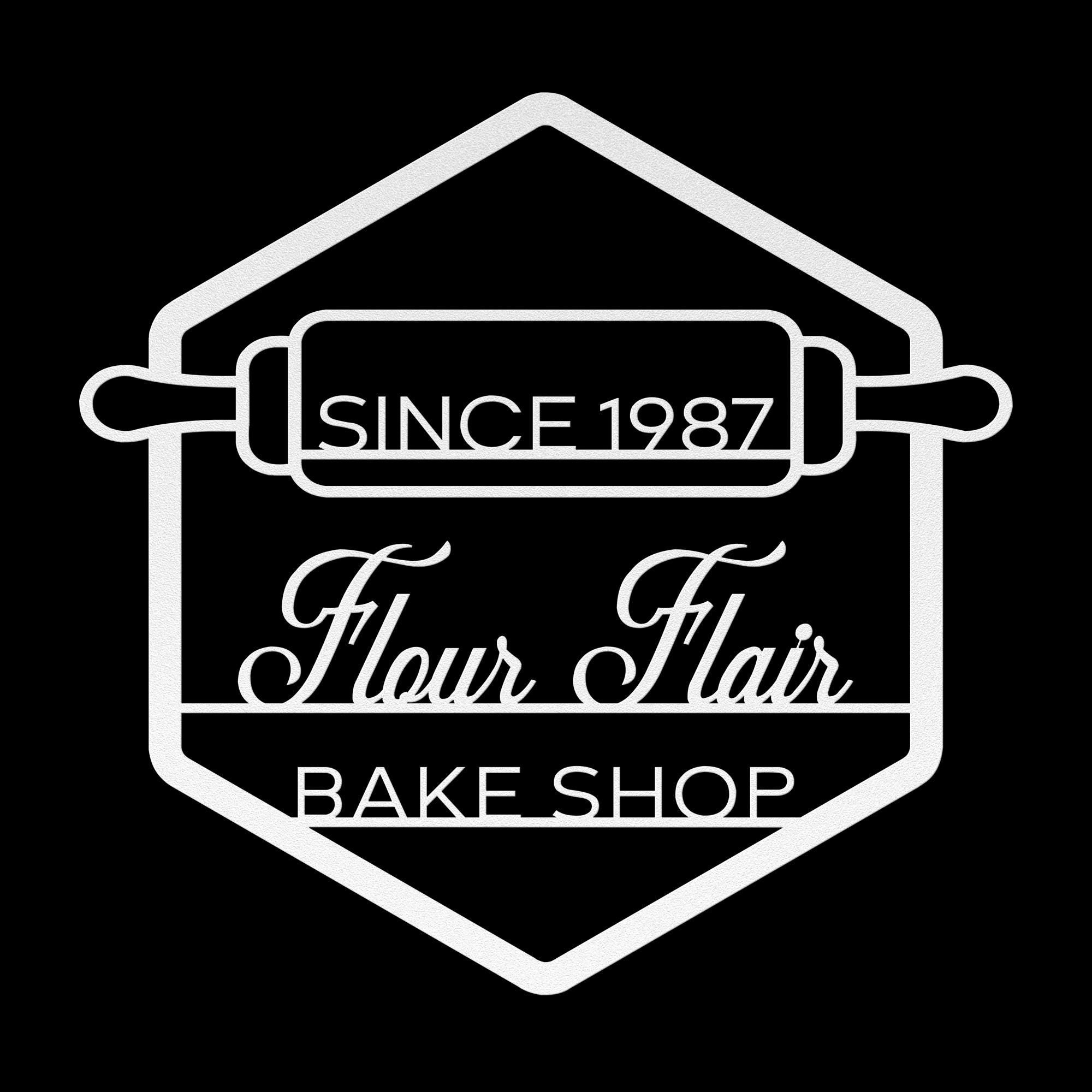 Custom Metal Bakery Logo Sign - Rolling Pin Design