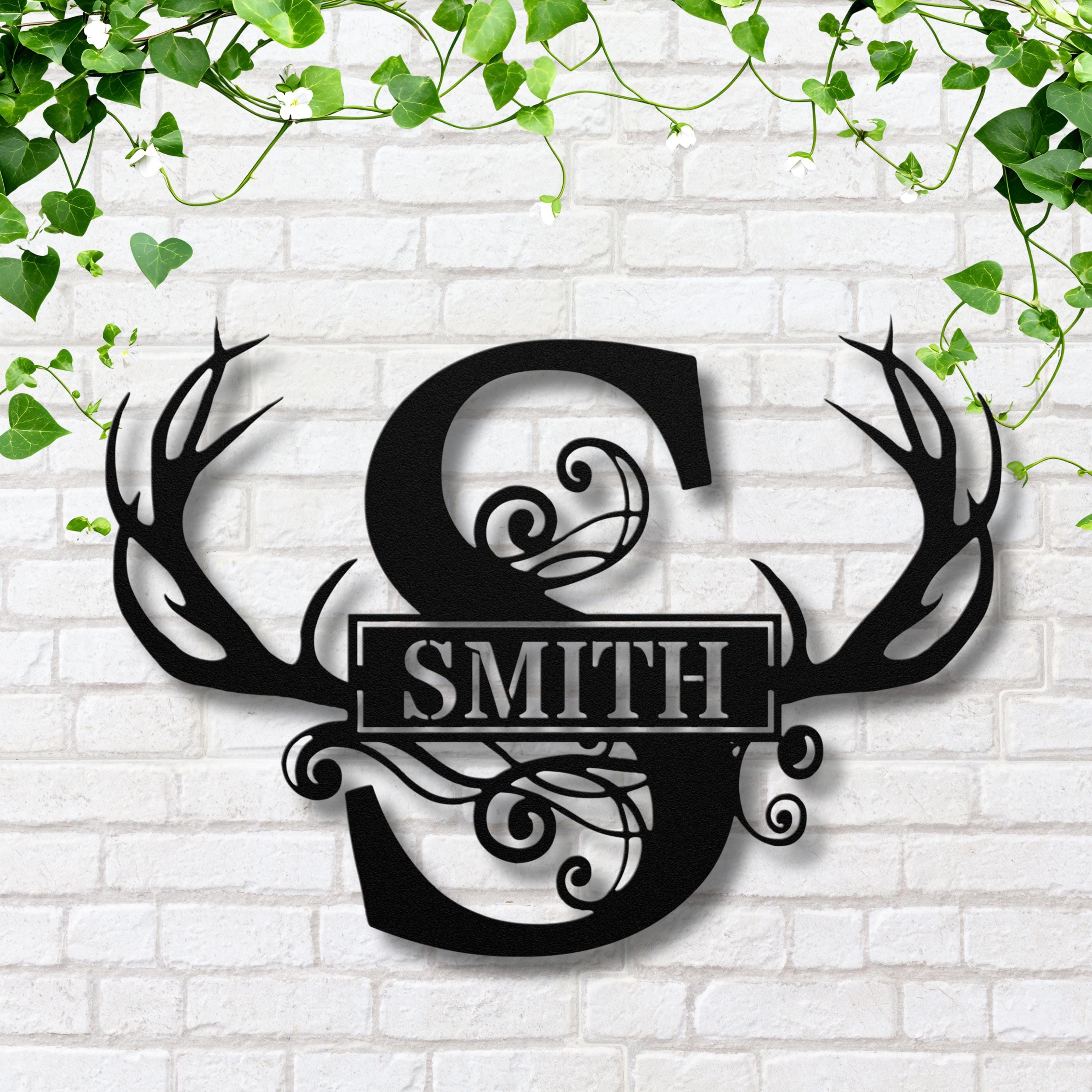 Custom Antler Metal Sign, Personalized Family Name Decor, Rustic Cabin Art, Hunting Gift