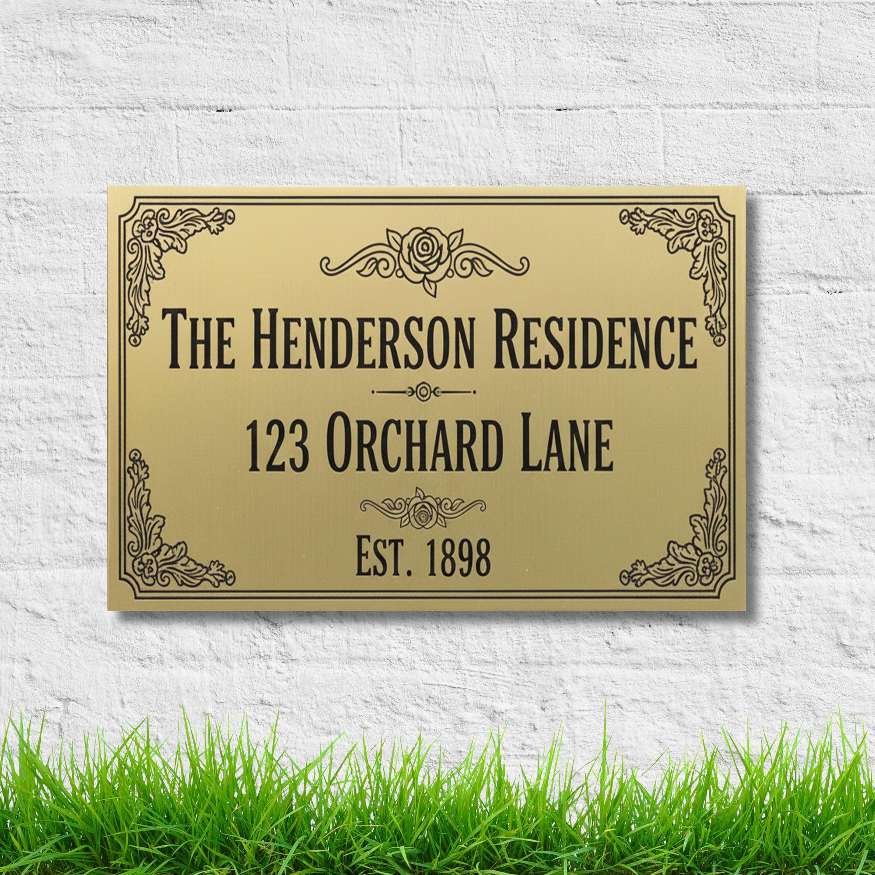 Custom Family Name Sign - Personalized Metal Plaque | Brass Style Durable Address Marker