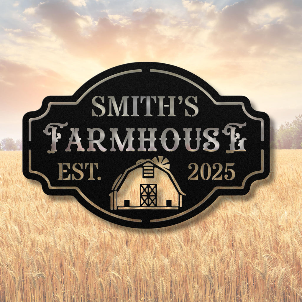Personalized Farmhouse Sign | Durable Steel Custom Barn Plaque | Rustic Home Decor & Wall Art