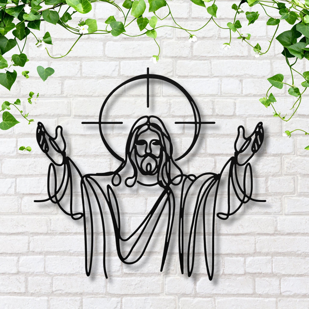 Jesus Christ Metal Line Art, Religious Christian Wall Decor