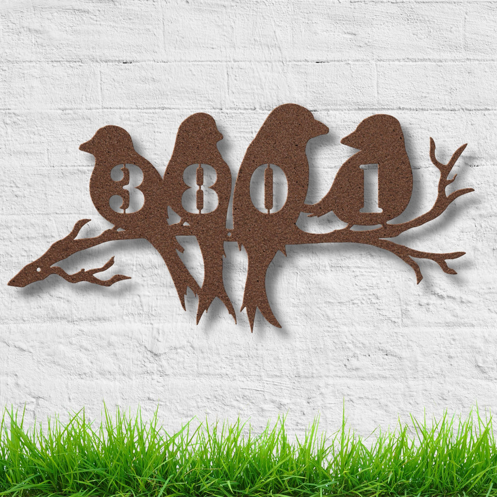 Custom Address Bird Sign, Metal House Number Plaque
