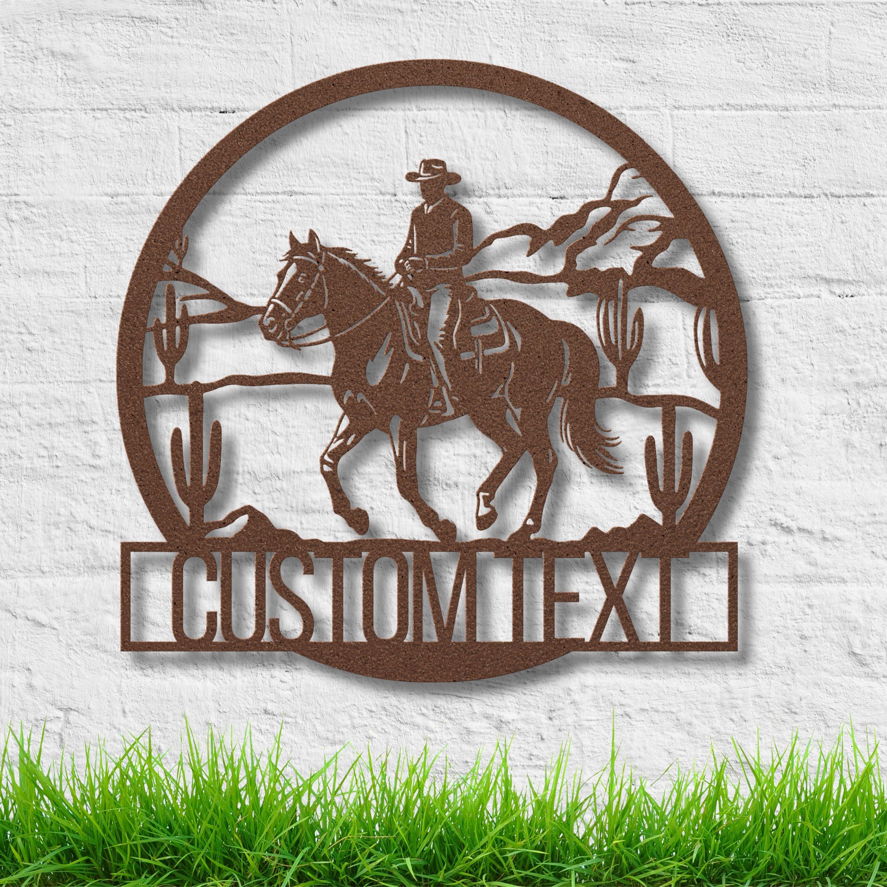 Custom Cowboy Metal Sign, Western Ranch Decor, Horseback Riding Art