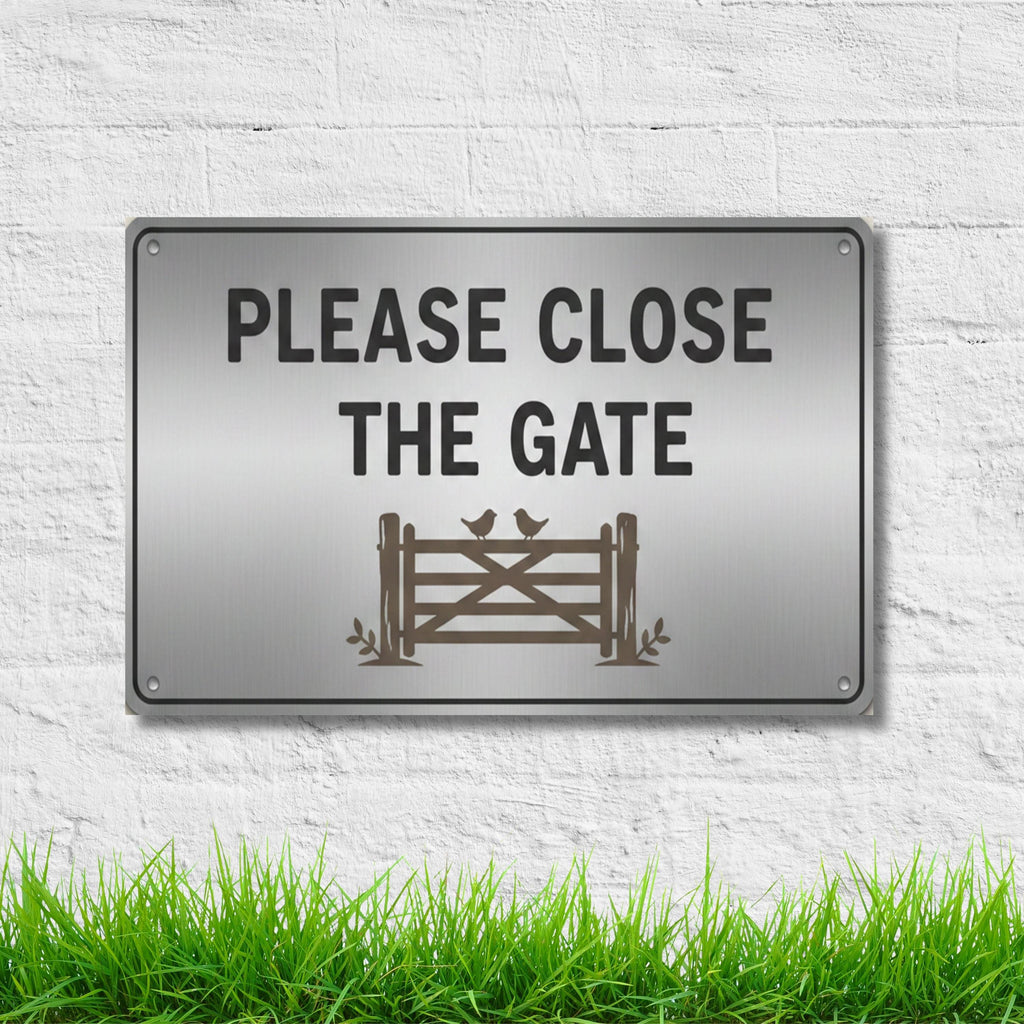 Please Close The Gate Metal Sign, Farmhouse Decor, Garden Gate Sign, Rustic Plaque