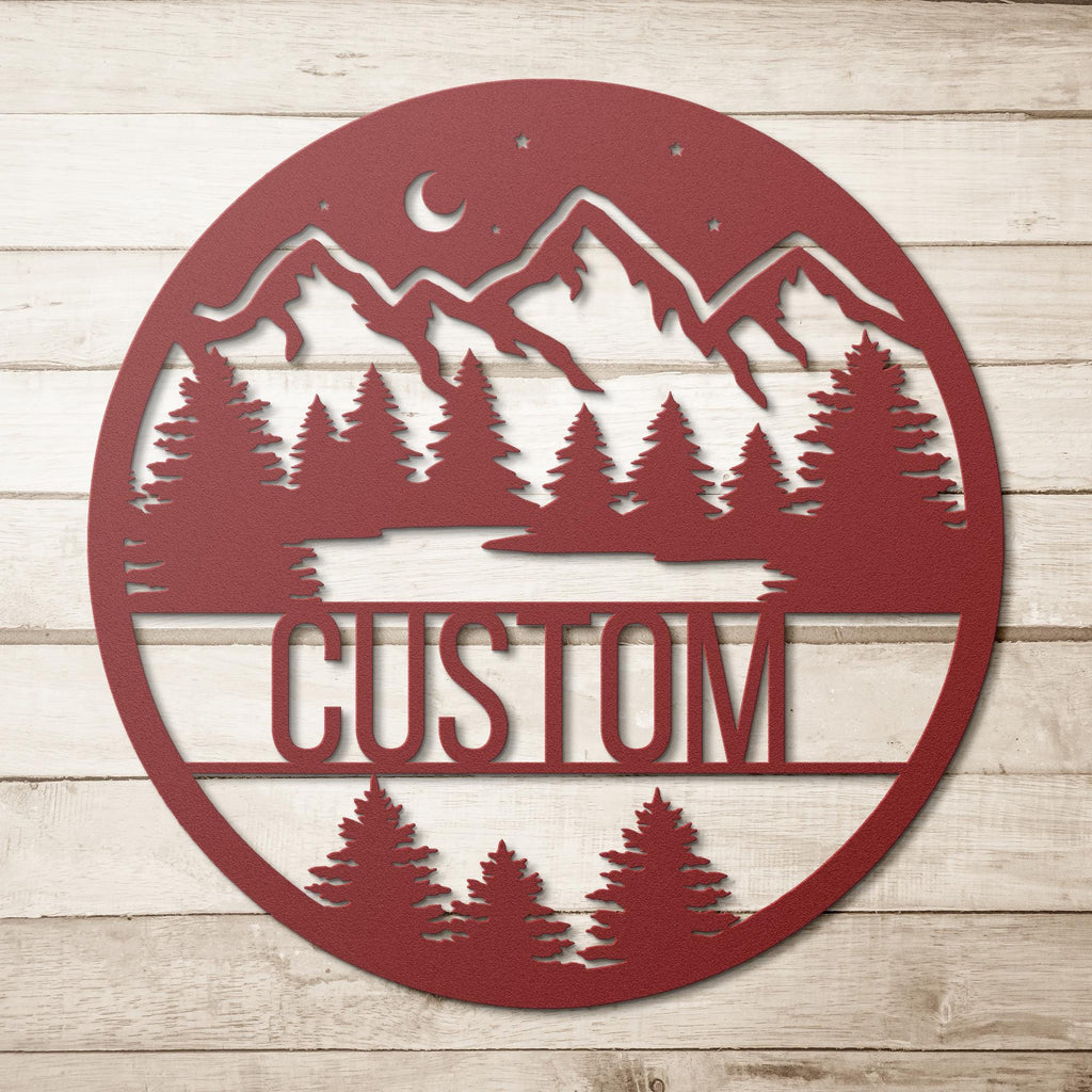 Personalized Mountain Sign - Custom Metal Sign | Rustic Lodge Decor & Outdoor Wall Art