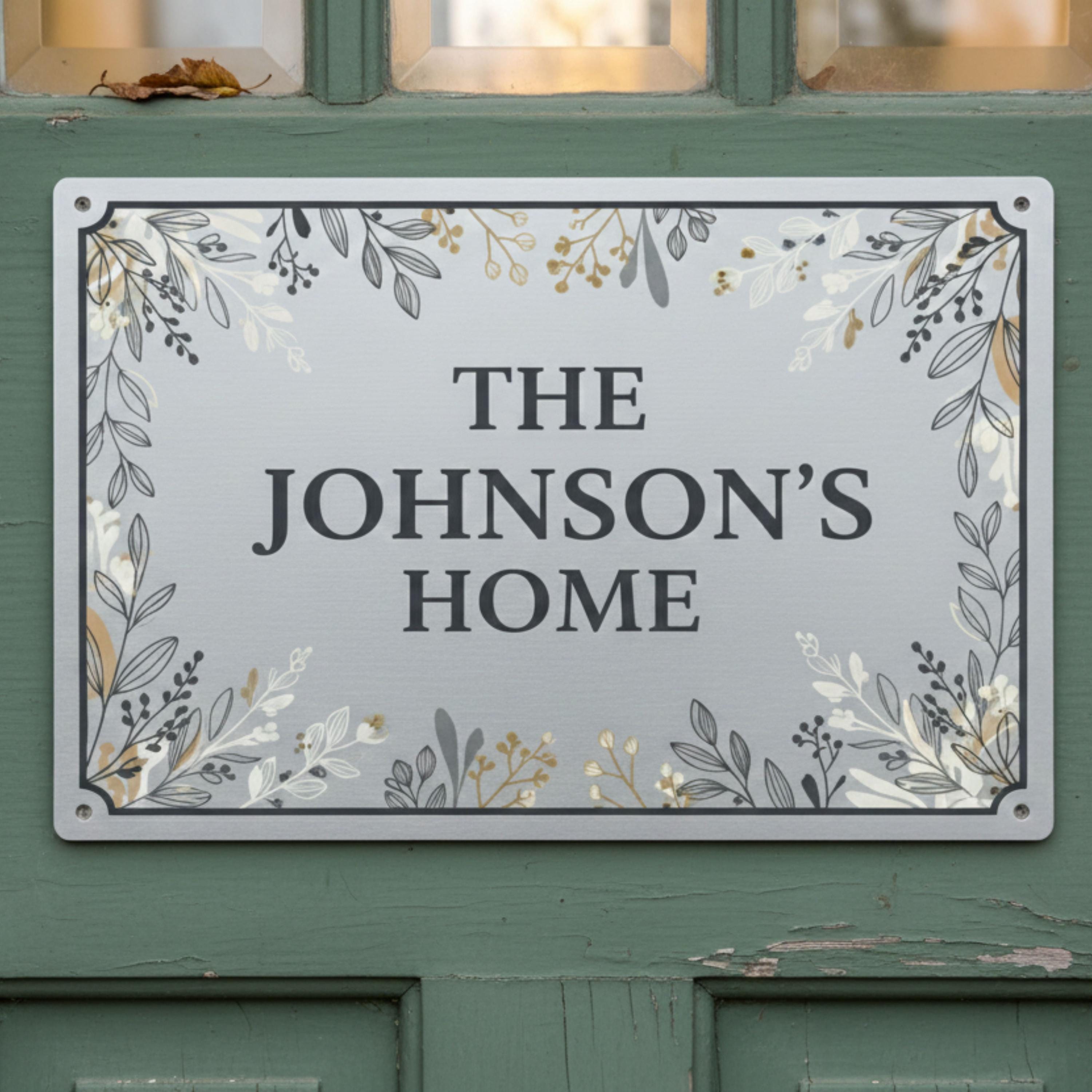 Custom Family Name Sign, Personalized Floral Metal Wall Art, Housewarming Gift, Entryway Decor
