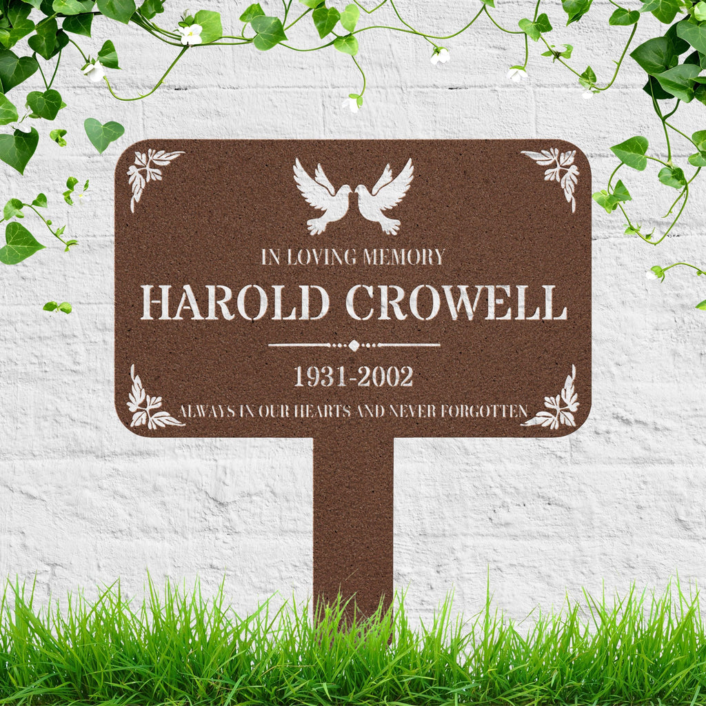 Personalized Memorial Grave Marker, Dove Sympathy Gift, Custom Cemetery Plaque Sign