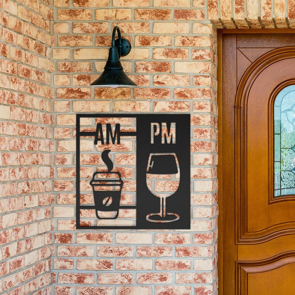 Coffee & Wine Metal Wall Art | AM PM Drink Sign