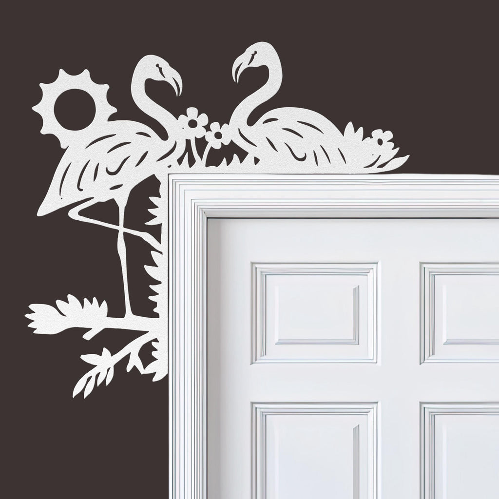 Flamingo Metal Door Corner Sign, Tropical Bird Decor, Summer Wall Art, Pink Flamingo
