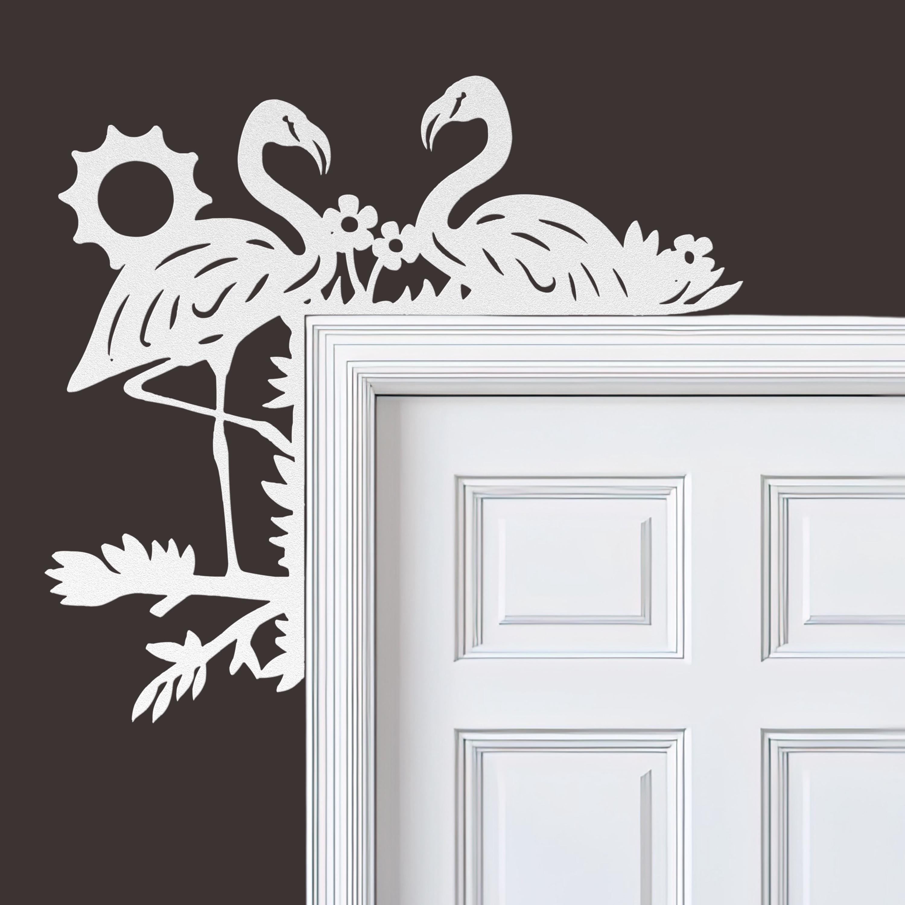 Flamingo Metal Door Corner Sign, Tropical Bird Decor, Summer Wall Art, Pink Flamingo