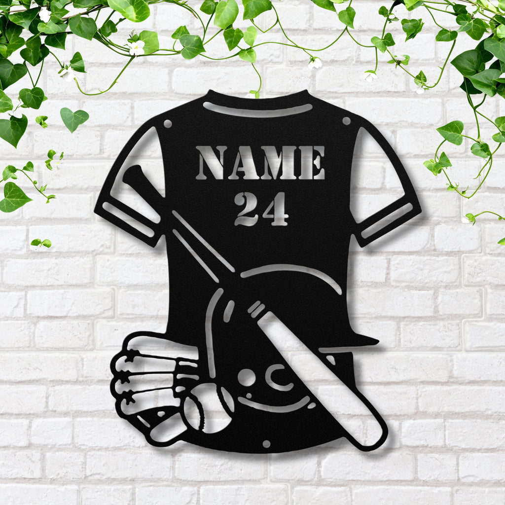 Personalized Baseball Jersey Sign - Custom Metal Wall Art | Player Name & Number