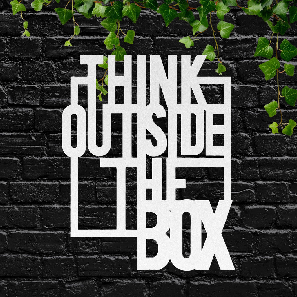 Motivational Metal Sign – Think Outside Box Decor | Durable Steel Office Wall Art