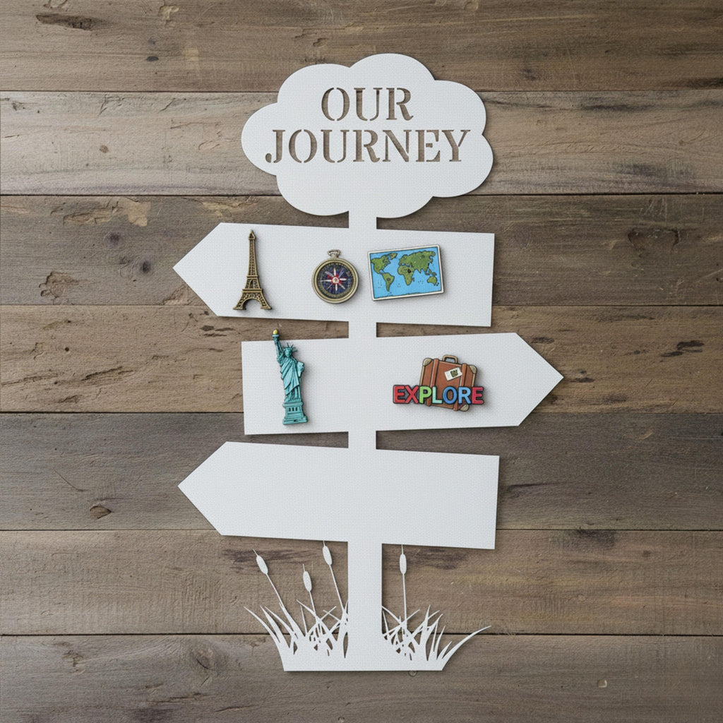 Personalized Our Journey Travel Sign, Custom Metal Magnet Board, Adventure Souvenir