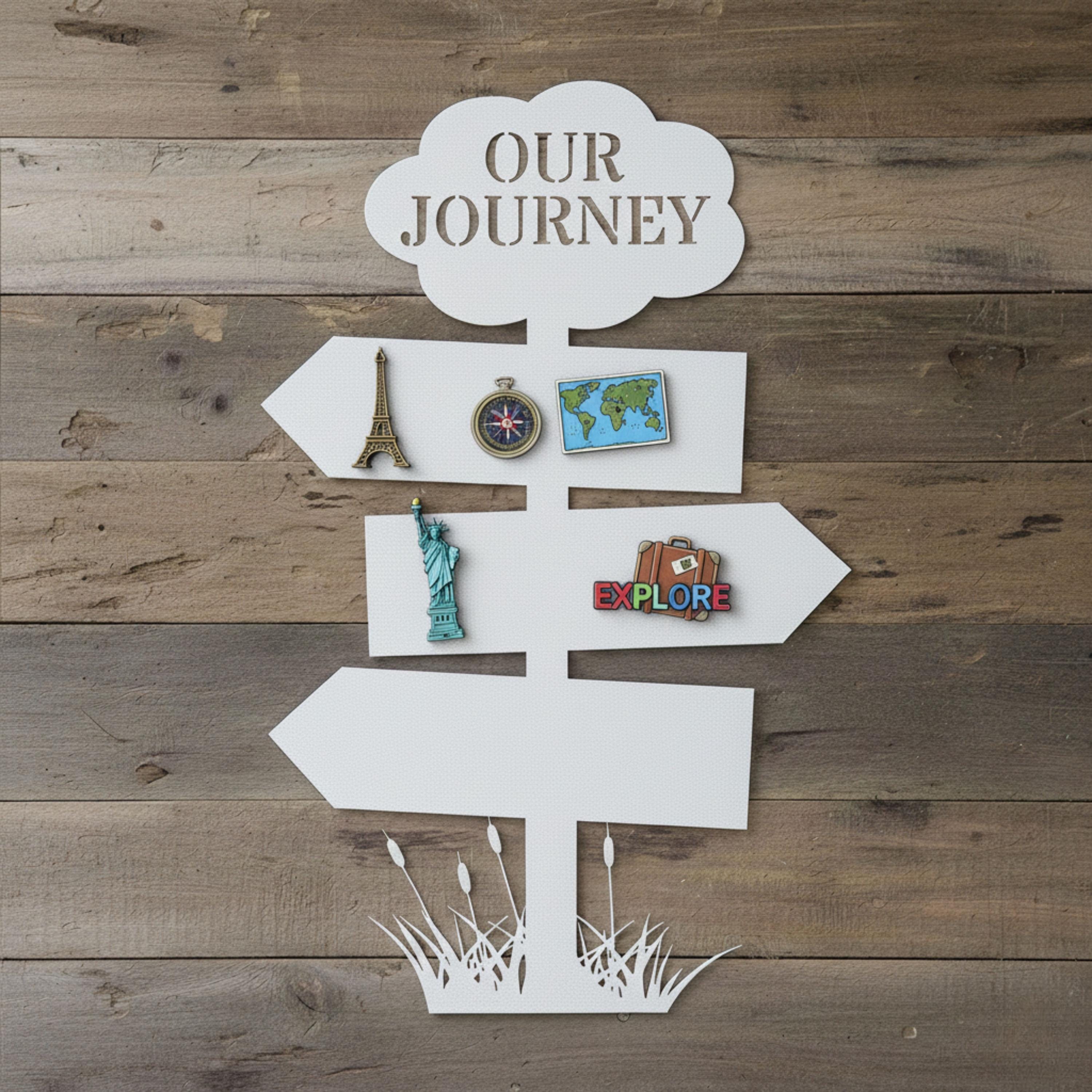 Personalized Our Journey Travel Sign, Custom Metal Magnet Board, Adventure Souvenir