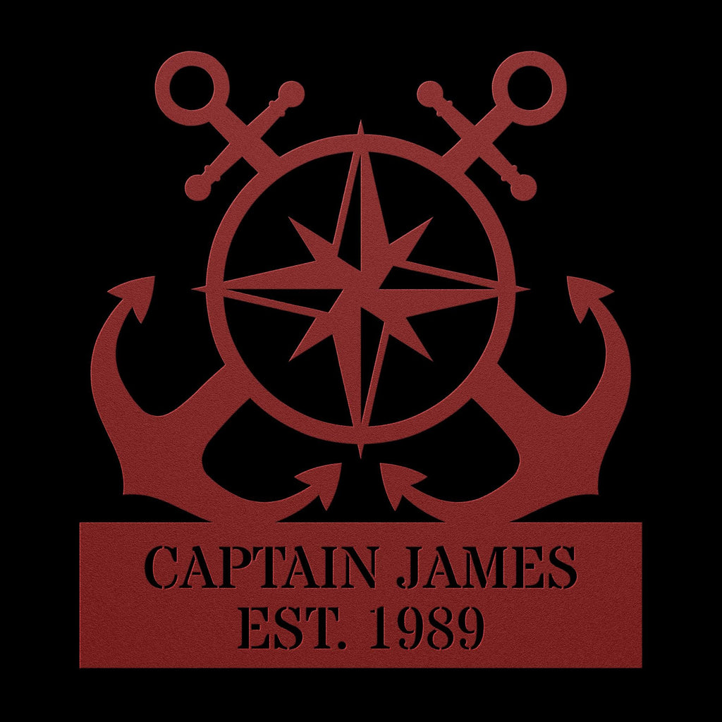 Personalized Anchor and Compass Metal Sign, Custom Text, Nautical Gift, Sailor Gift