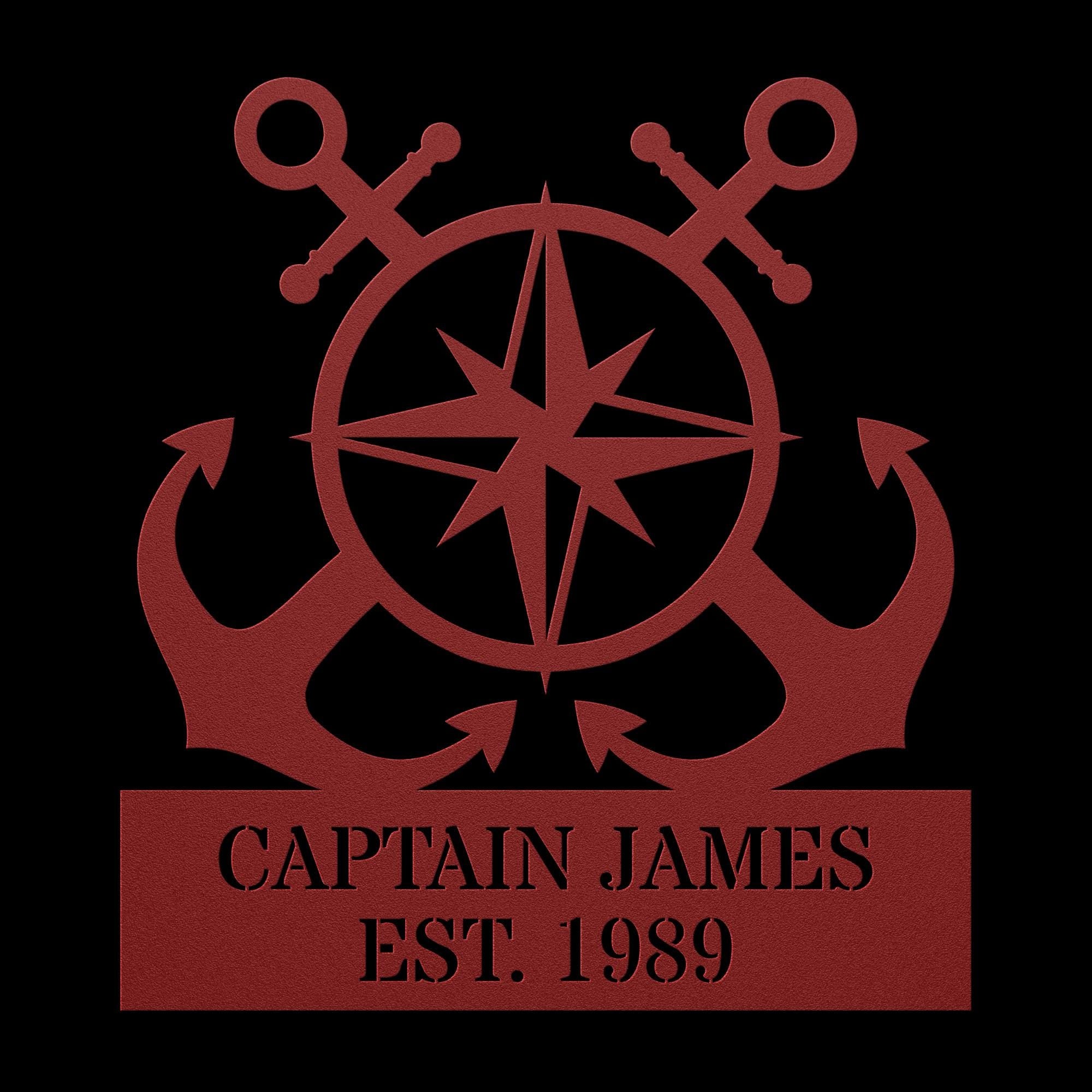 Personalized Anchor and Compass Metal Sign, Custom Text, Nautical Gift, Sailor Gift
