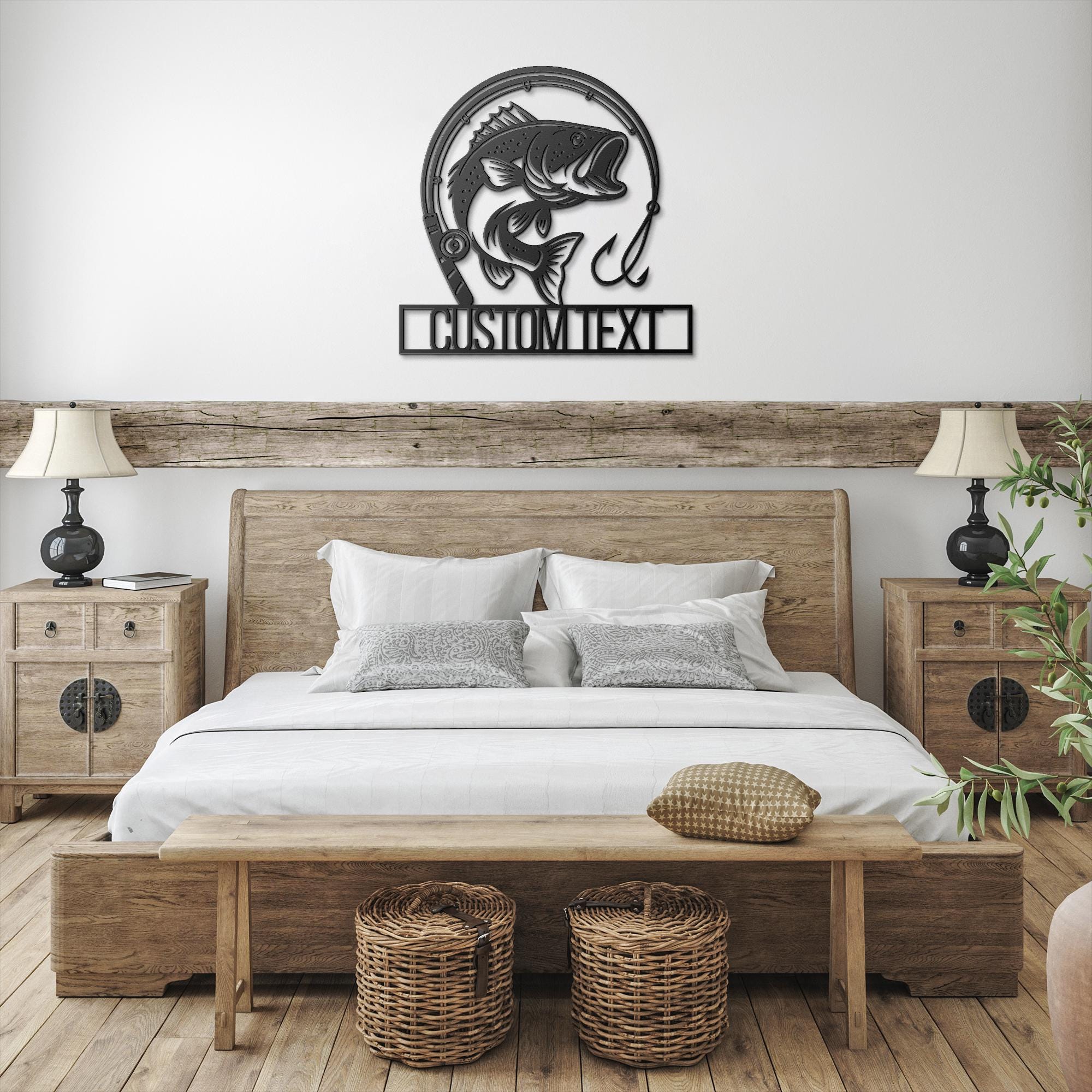 Personalized Bass Fishing Metal Sign, Custom Fisherman Gift, Outdoors Metal Decor, Cabin Man Cave Wall Art, Largemouth Bass