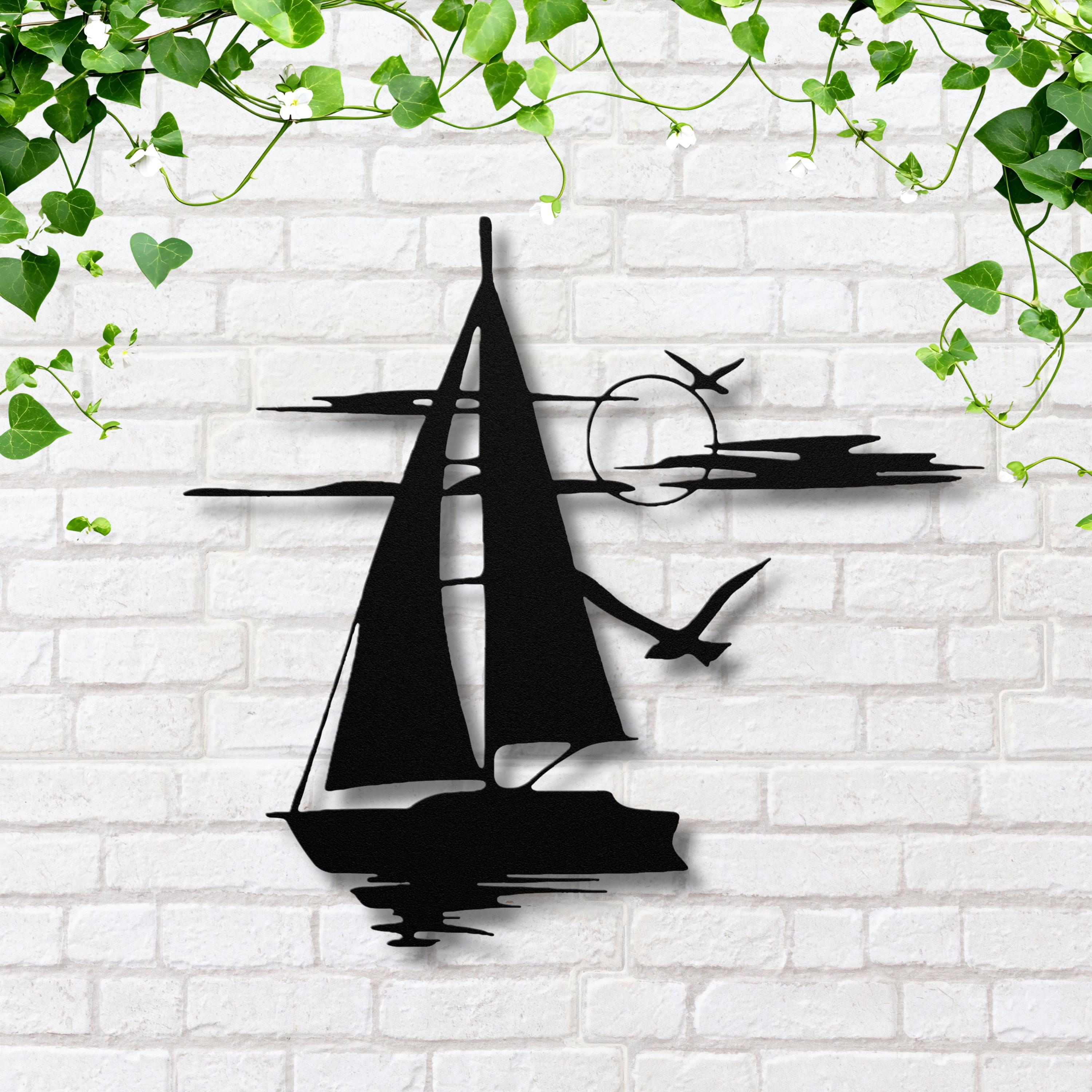 Sailboat Metal Wall Art – Nautical Metal Sign | Coastal Home Decor, Durable Steel Art