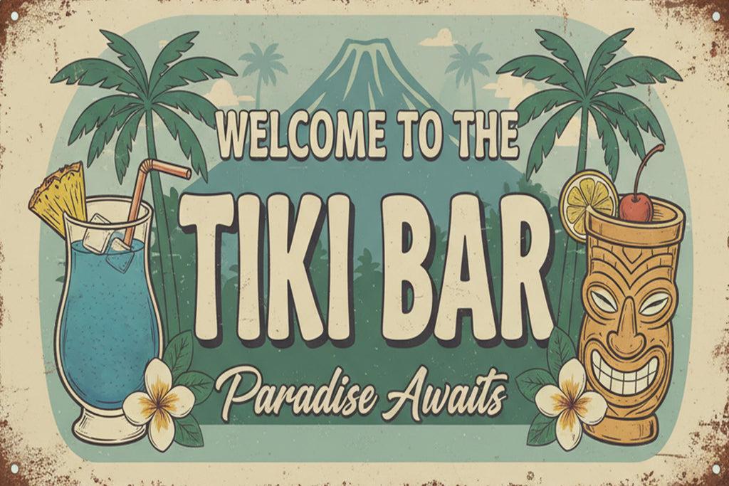 Tiki Bar Metal Sign | Tropical Retro Wall Art