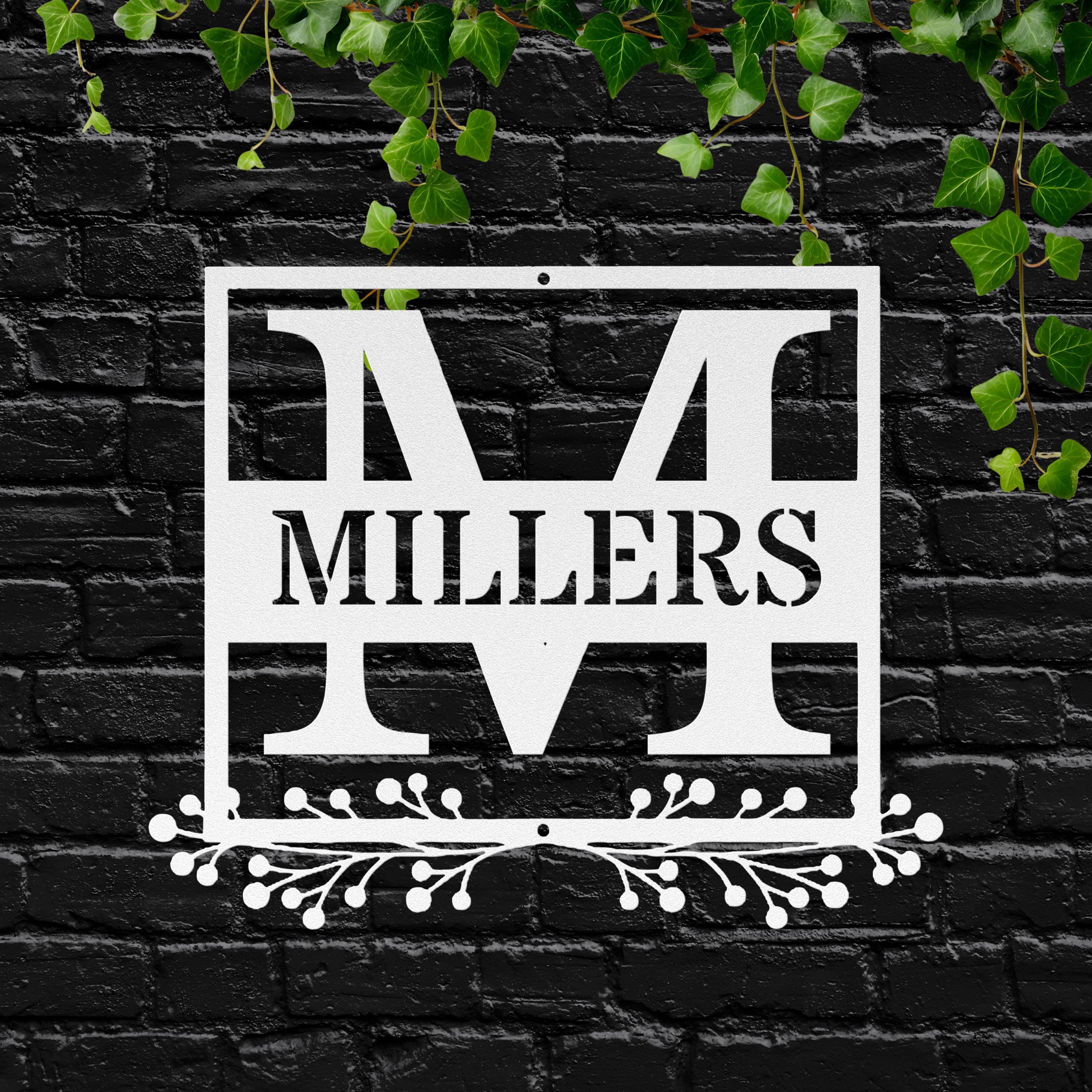 Personalized Split Letter Monogram, Metal Sign Floral, Family Name Wall Decor, Wedding Gift