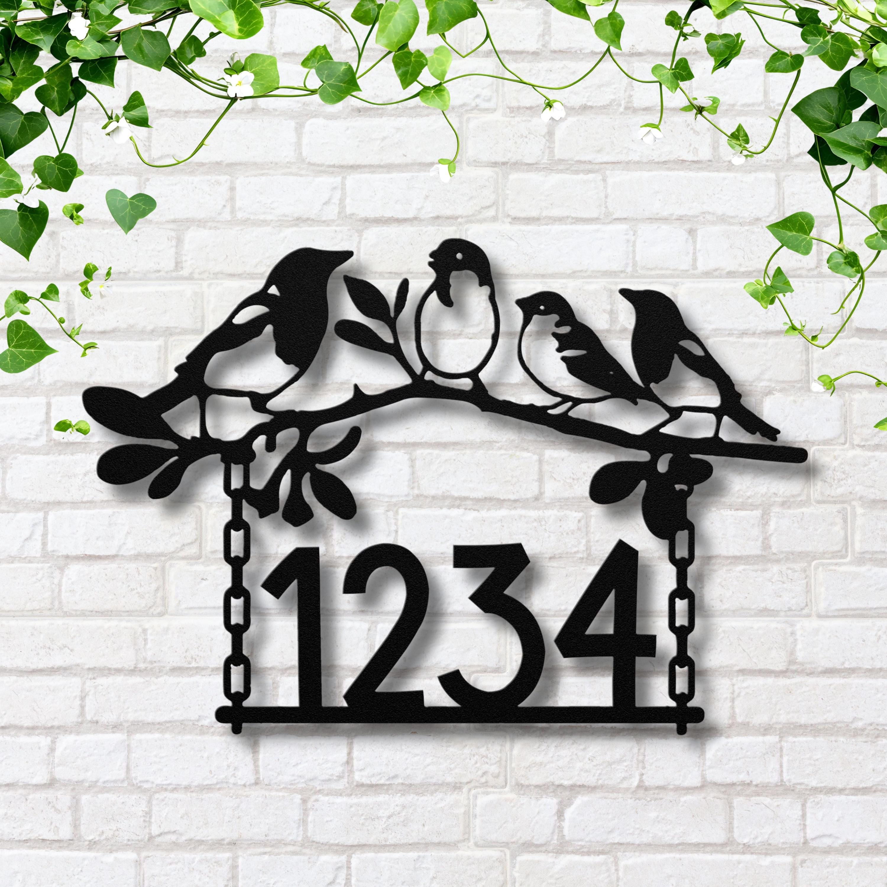 Bird Family Address Sign | Custom Metal House Number Decor