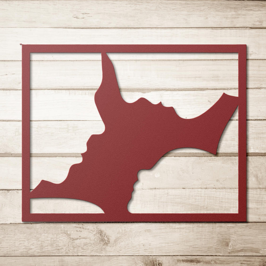 Family Faces Metal Wall Art, Parent and Child Silhouette, Modern Unity Sign, Home Gift