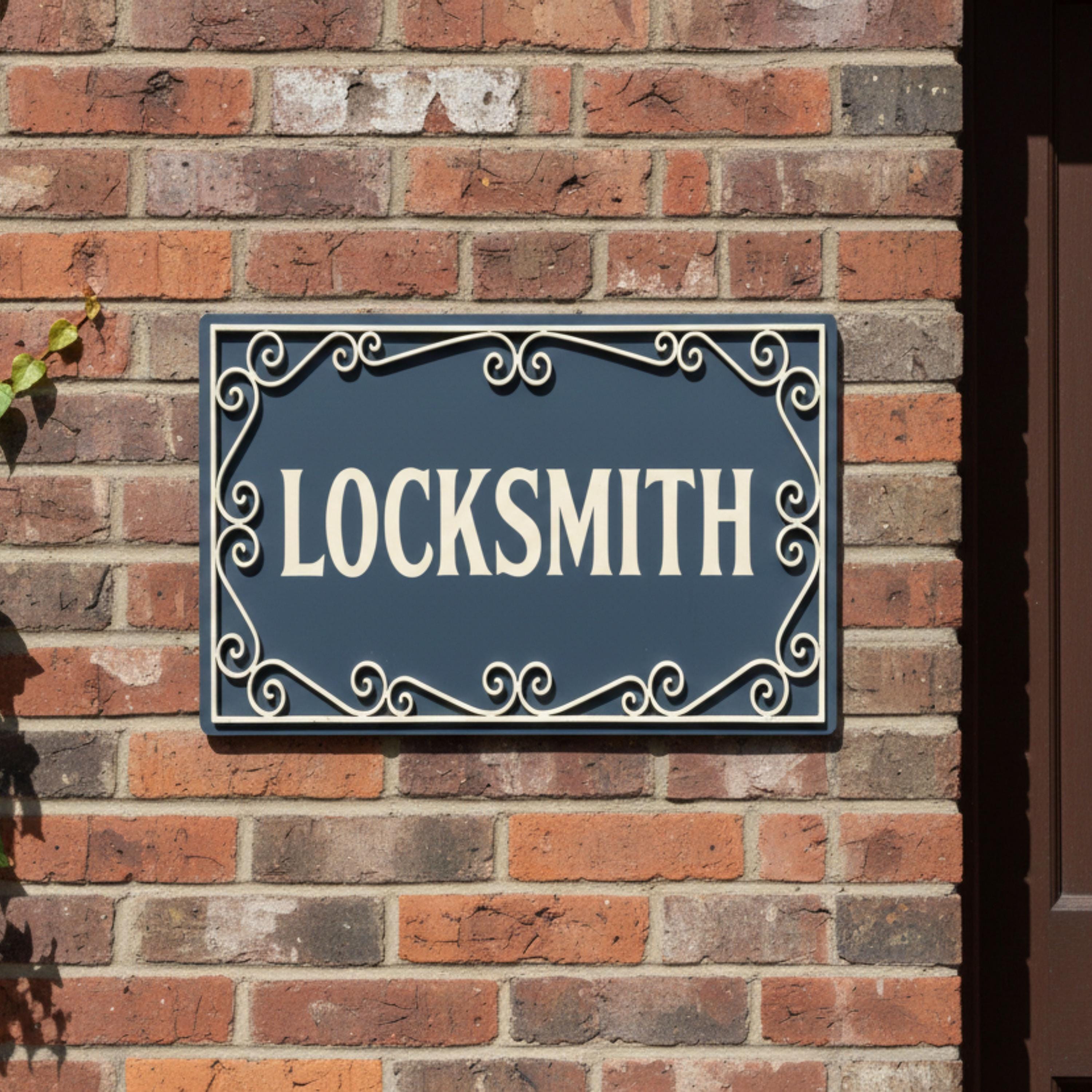 Elegant Locksmith Shop Sign, Key Maker Security Vintage Metal Plaque, Business Decor