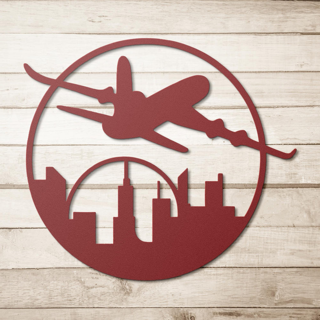 Airplane Cityscape Metal Wall Art | Travel Gift for Pilot