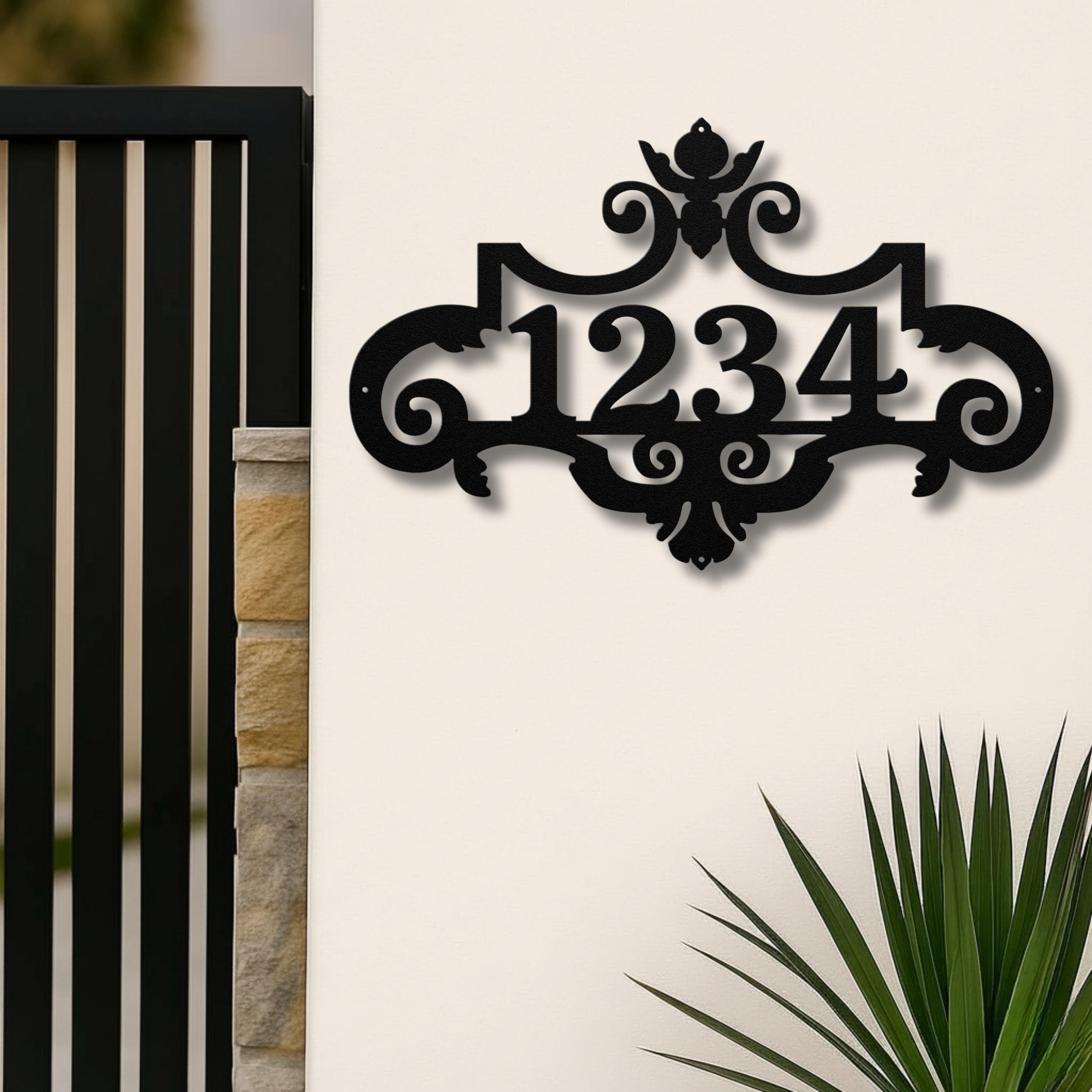 Custom Metal House Number Sign, Victorian Address Plaque