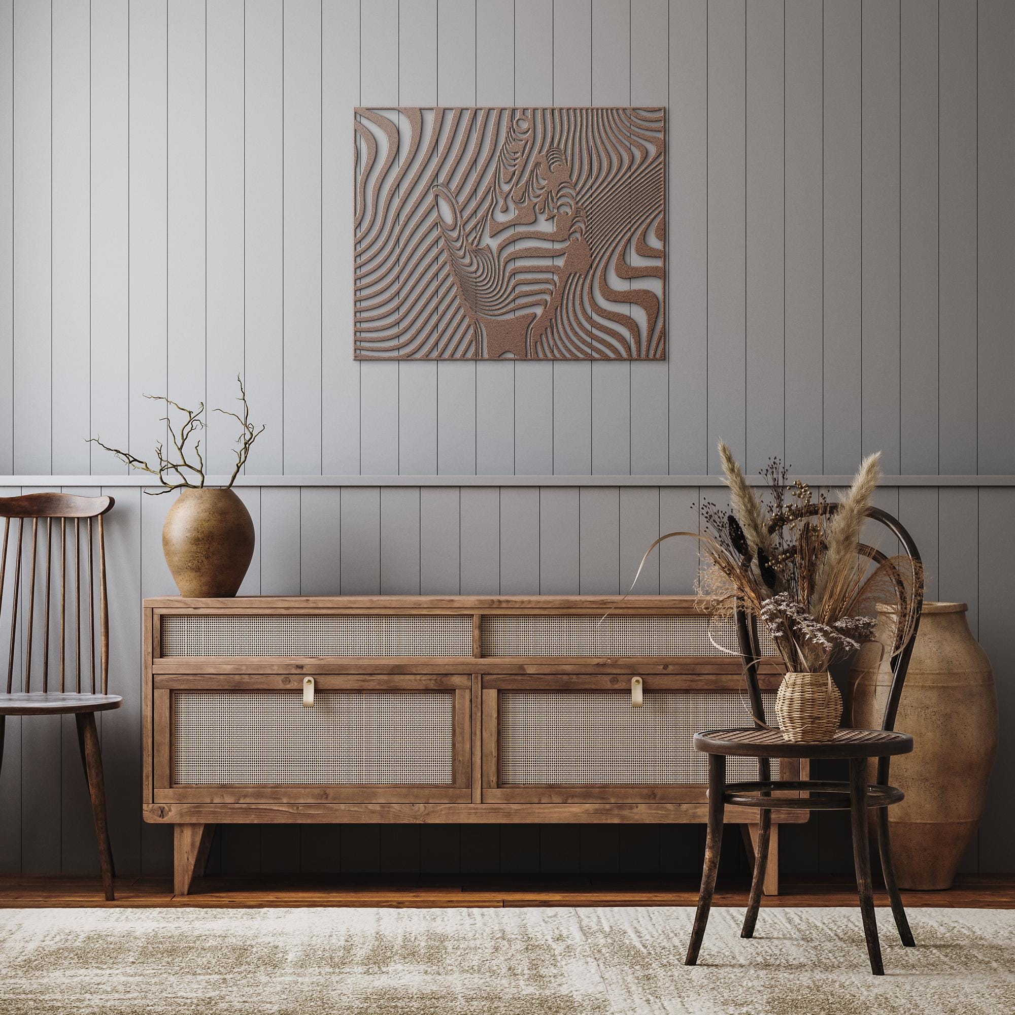 Optical Illusion Wall Art - Modern Black White Metal Wall Art Hand Shaped Design
