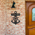Personalized Captain's Wheel and Anchor Metal Sign, Custom Text, Nautical Gift, Sailor Gift
