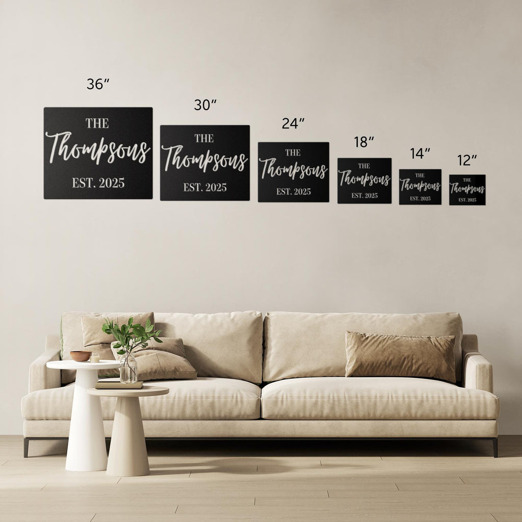 Personalized Family Name Metal Sign | Custom Last Name Die Cut, Housewarming Gift, Wedding or Anniversary Decor