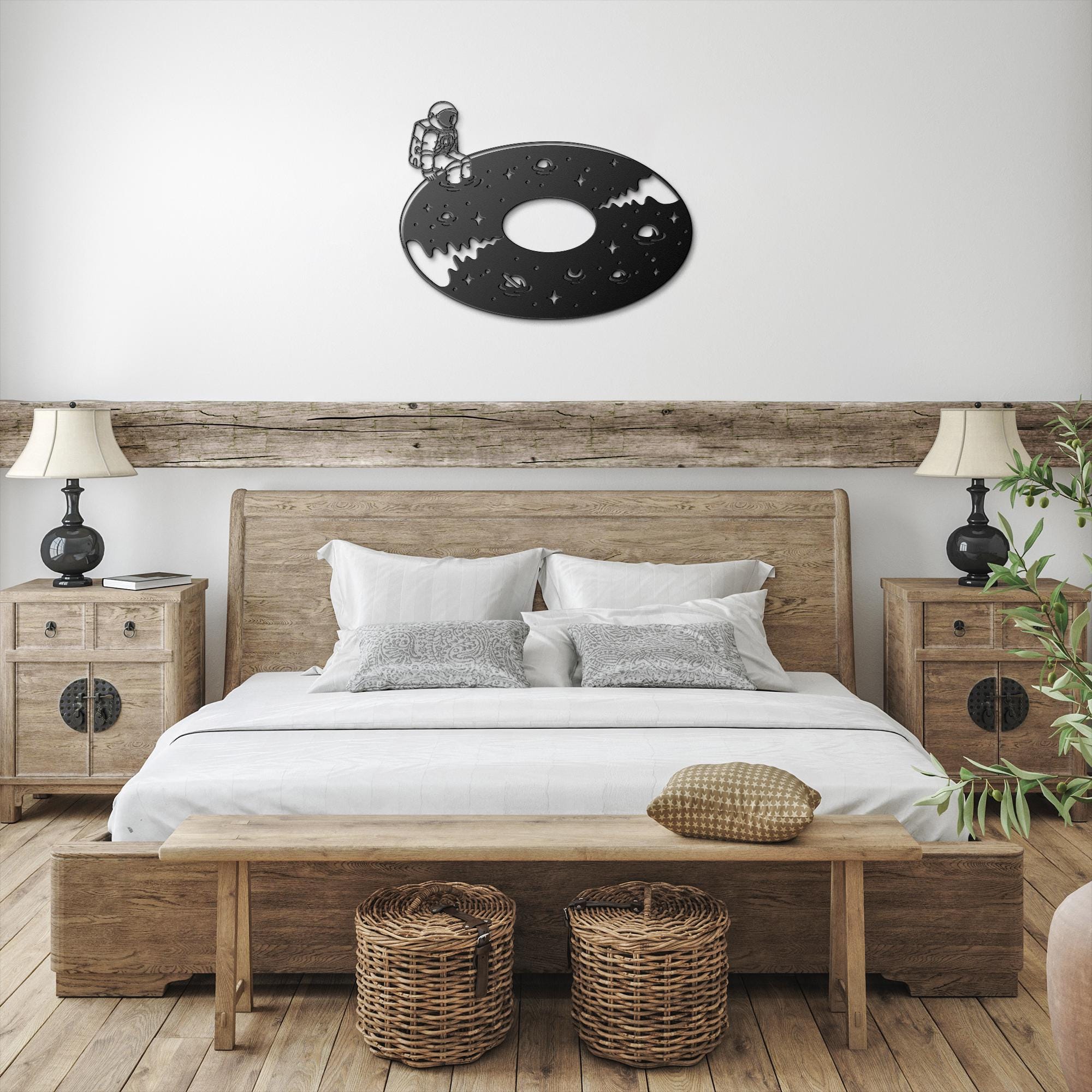 Astronaut Metal Art - Cosmic Sci-Fi Decor | Vinyl Record Wall Sculpture