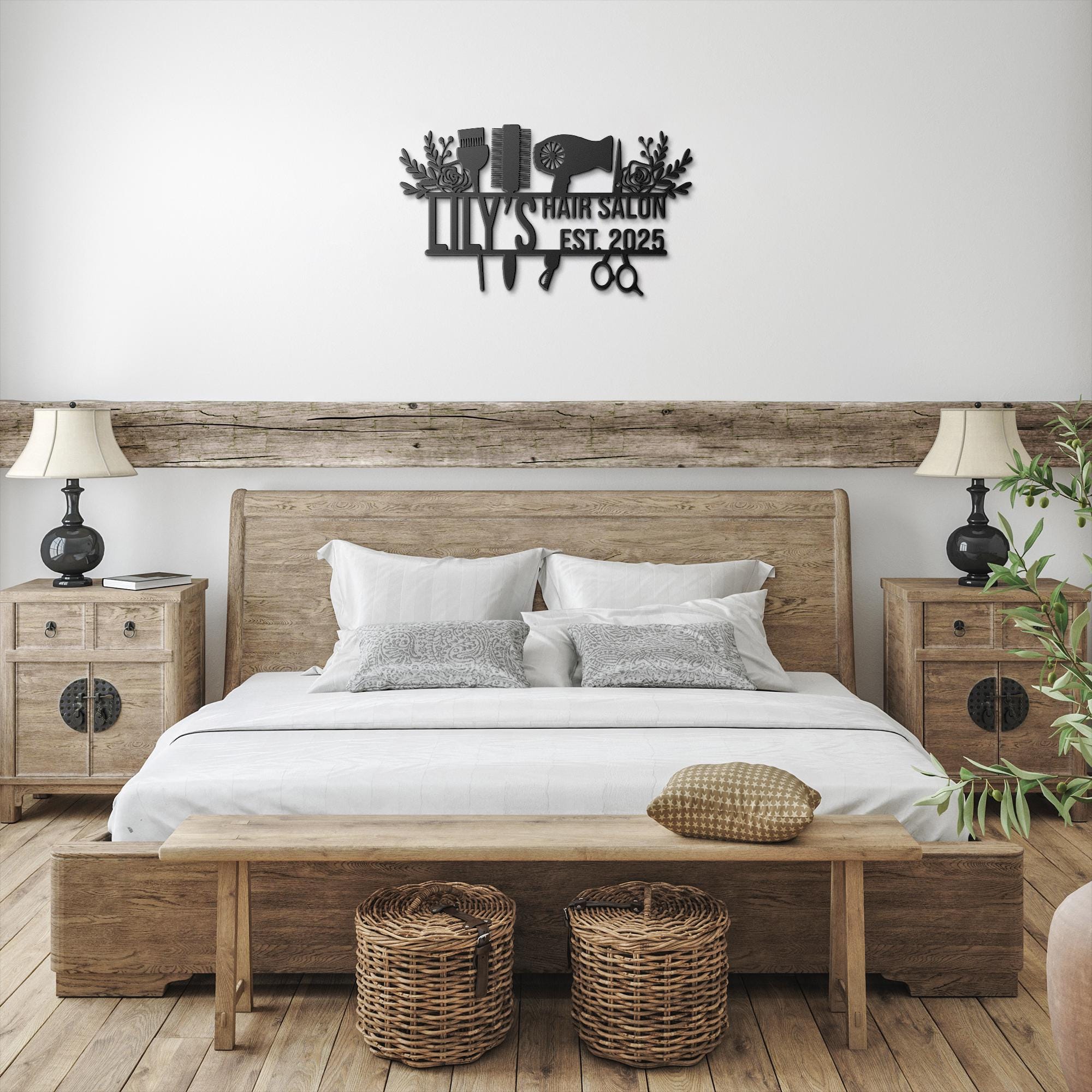 Custom Salon Metal Sign, Personalized Shop Name Decor