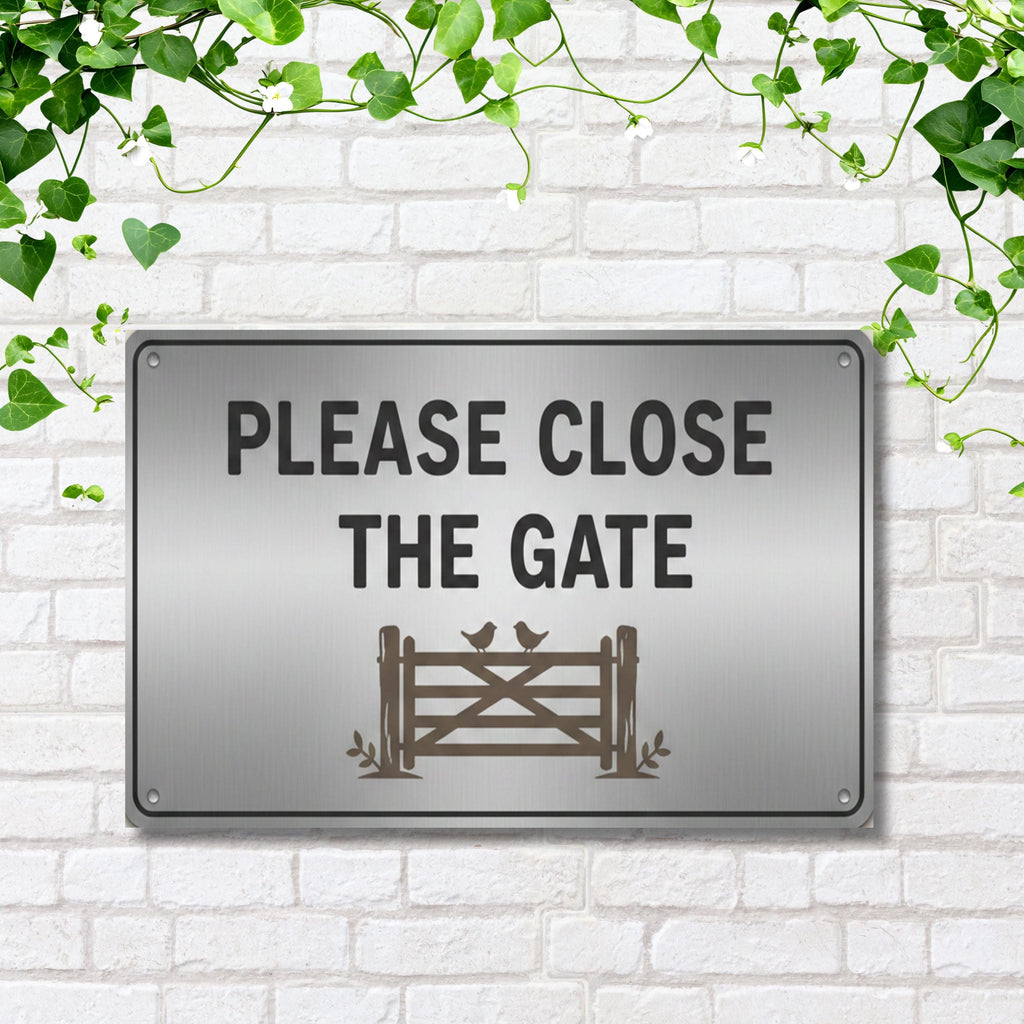 Please Close The Gate Metal Sign, Farmhouse Decor, Garden Gate Sign, Rustic Plaque