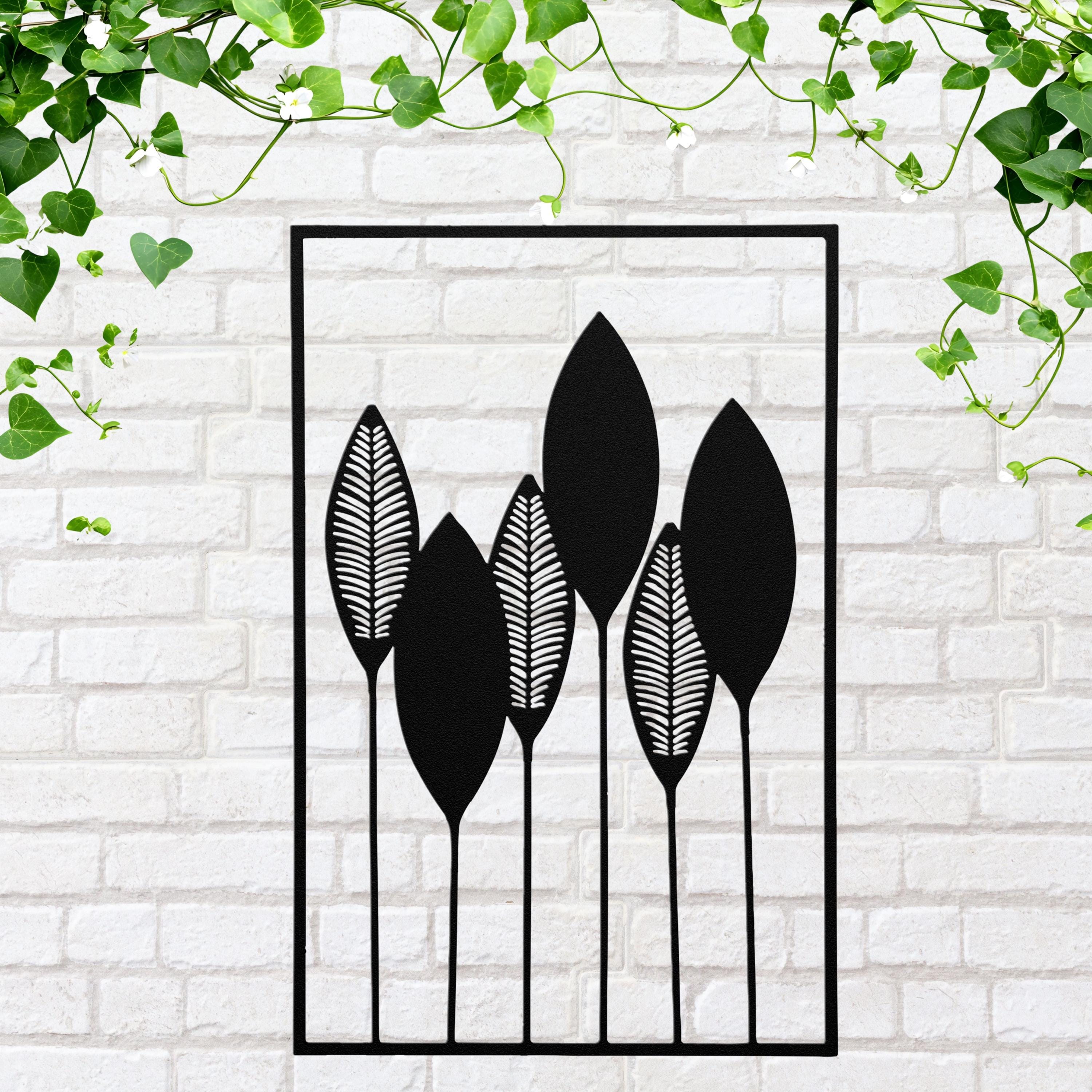 Modern Metal Leaf Wall Art, Minimalist Botanical Frame, Boho Metal Sign, Nature Home Decor