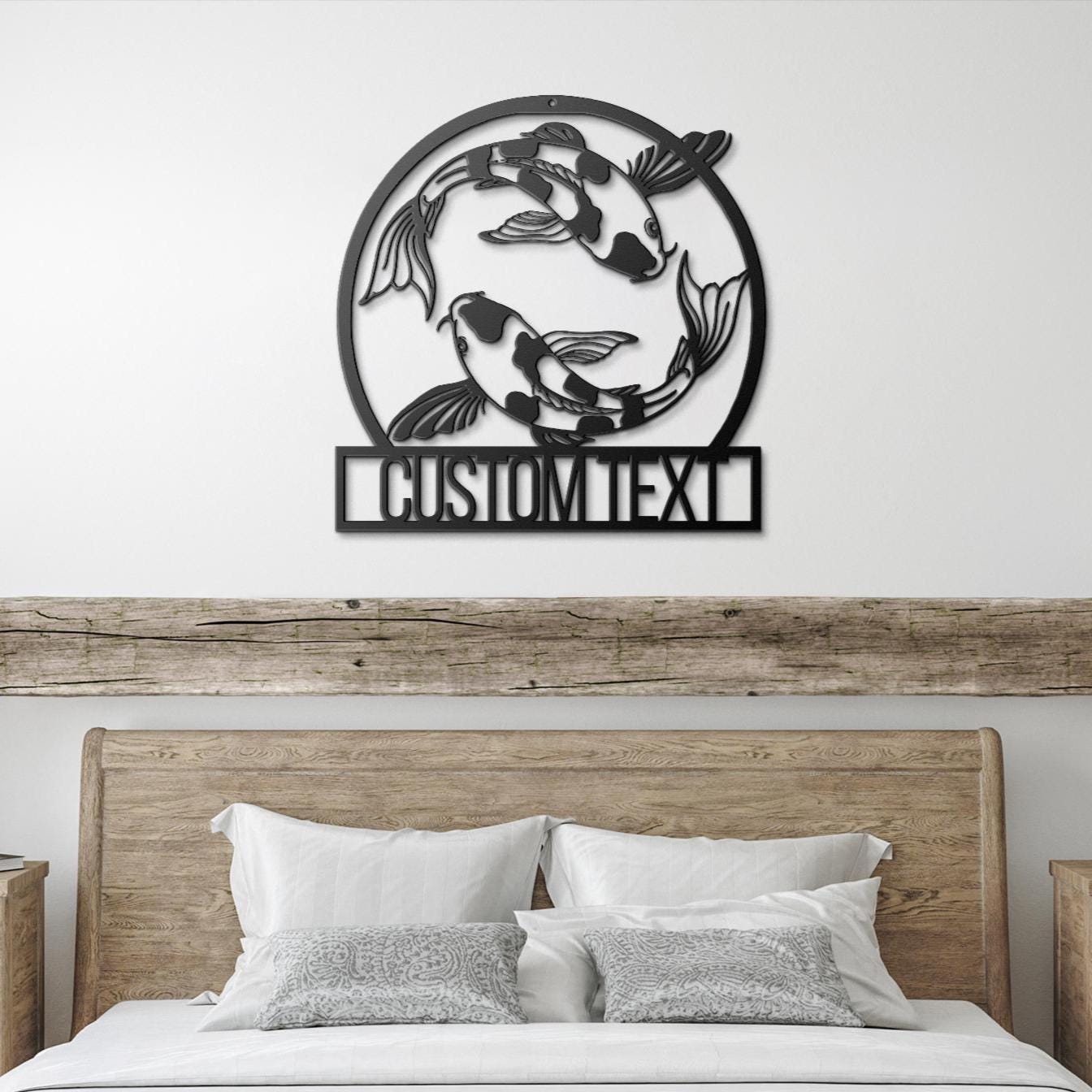 Personalized Koi Fish Metal Wall Art, Yin Yang Zen Decor