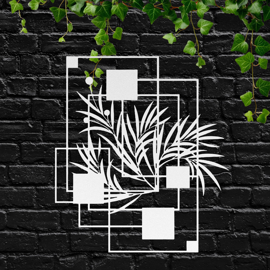 Geometric Plant Metal Wall Art, Mid-Century Modern Decor