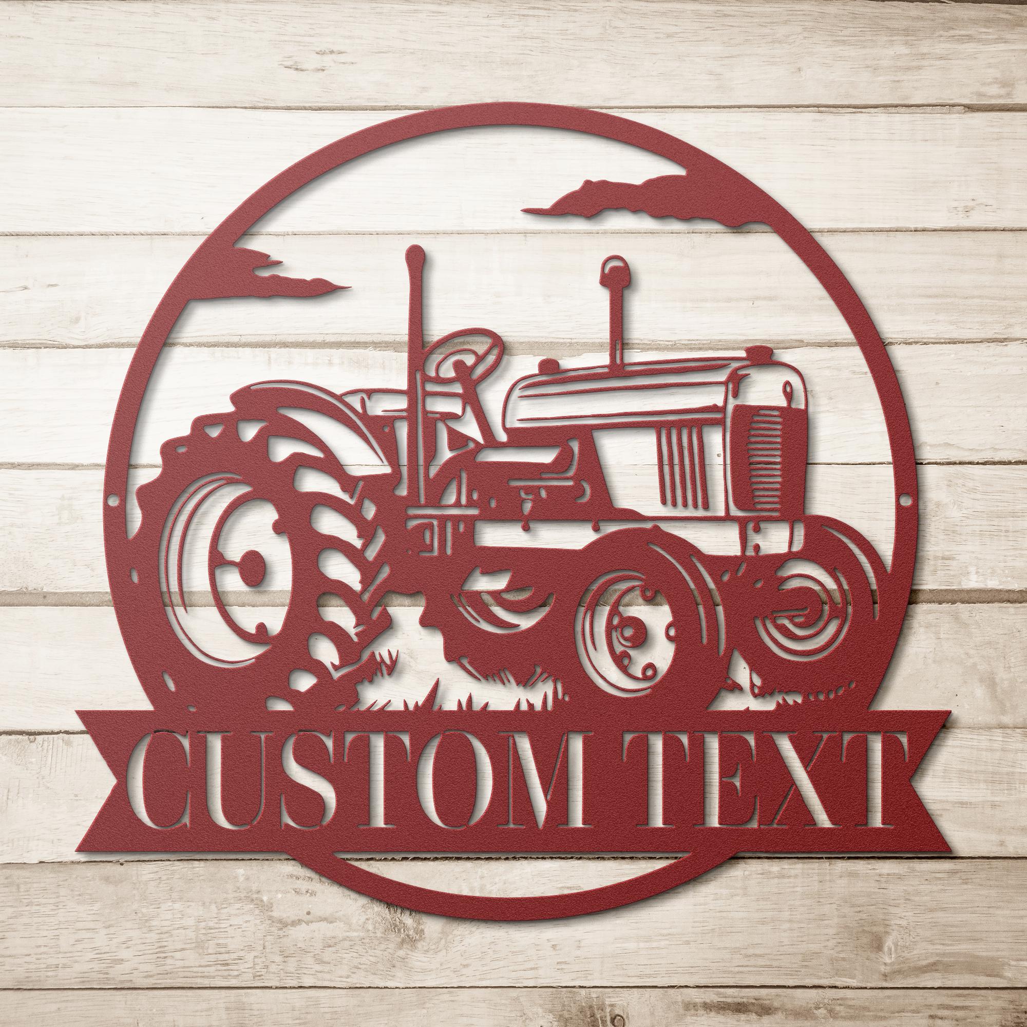 Custom Tractor Sign - Personalized Metal Farmhouse Wall Art | Rustic Outdoor Decor