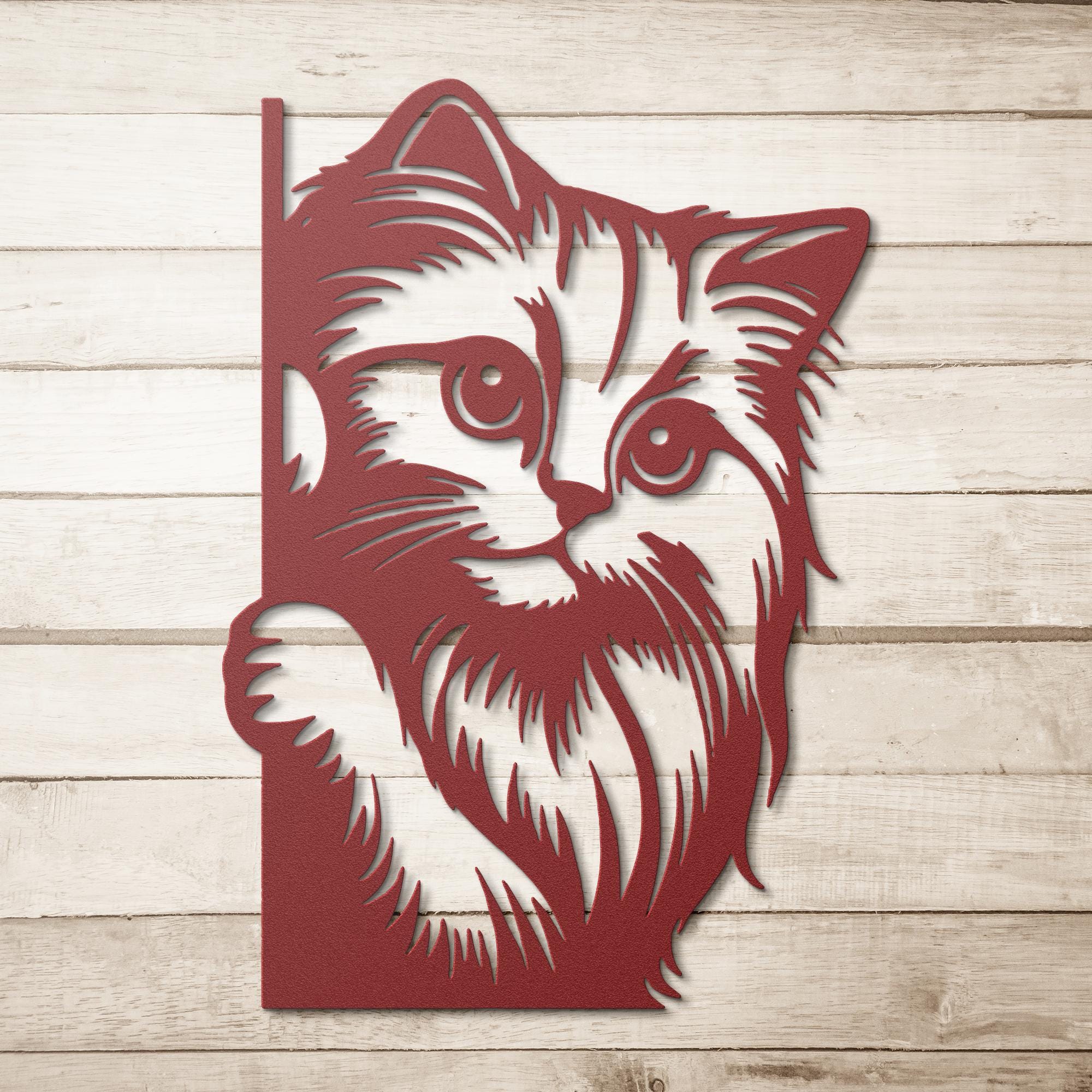Peeking Cat Metal Wall Art, Die Cut Kitten Sign, Pet Lover Home Decor Gift